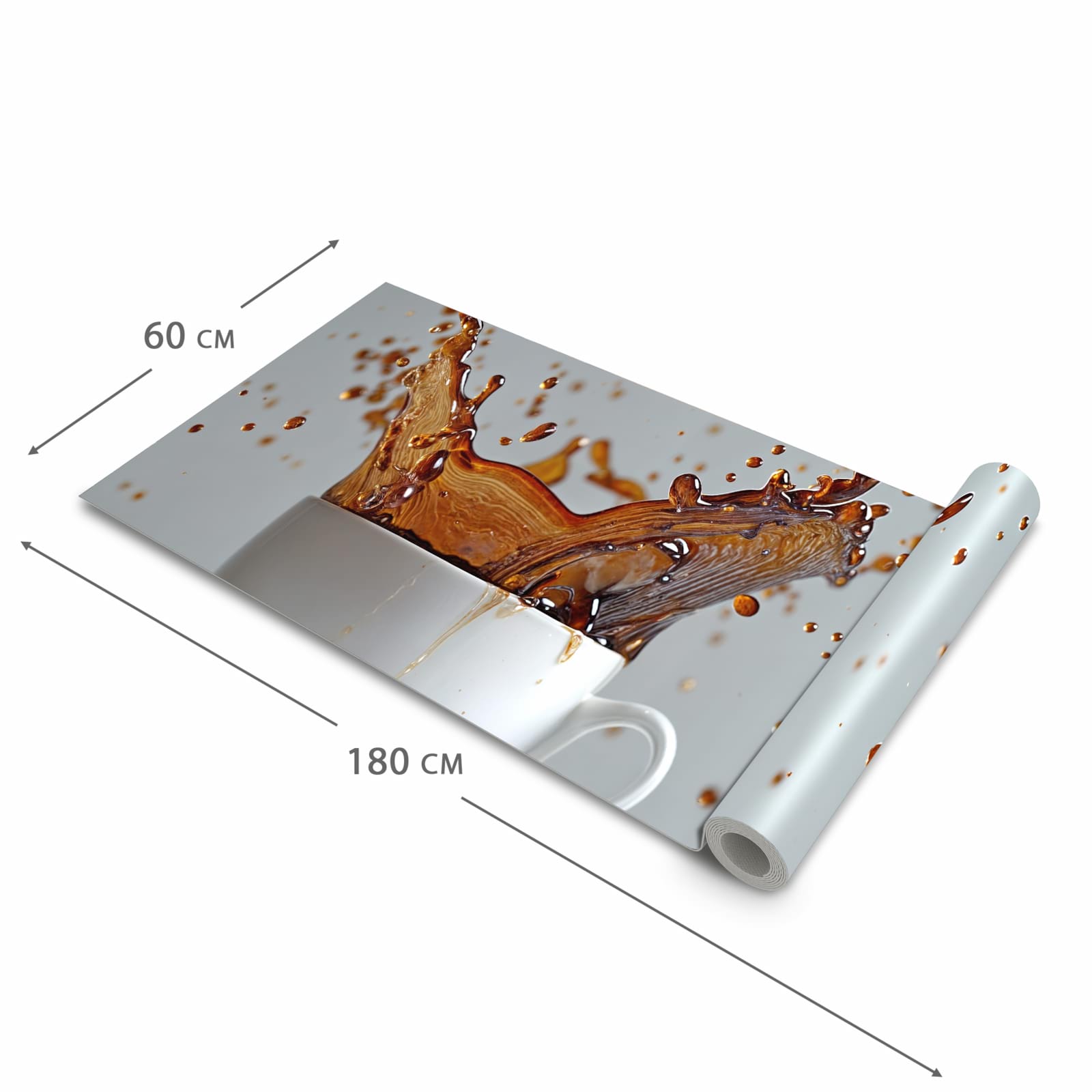Küchenteppich mit Motiv Kaffeeexplosion in der Grösse 60x90 cm für Ordnung & Übersicht