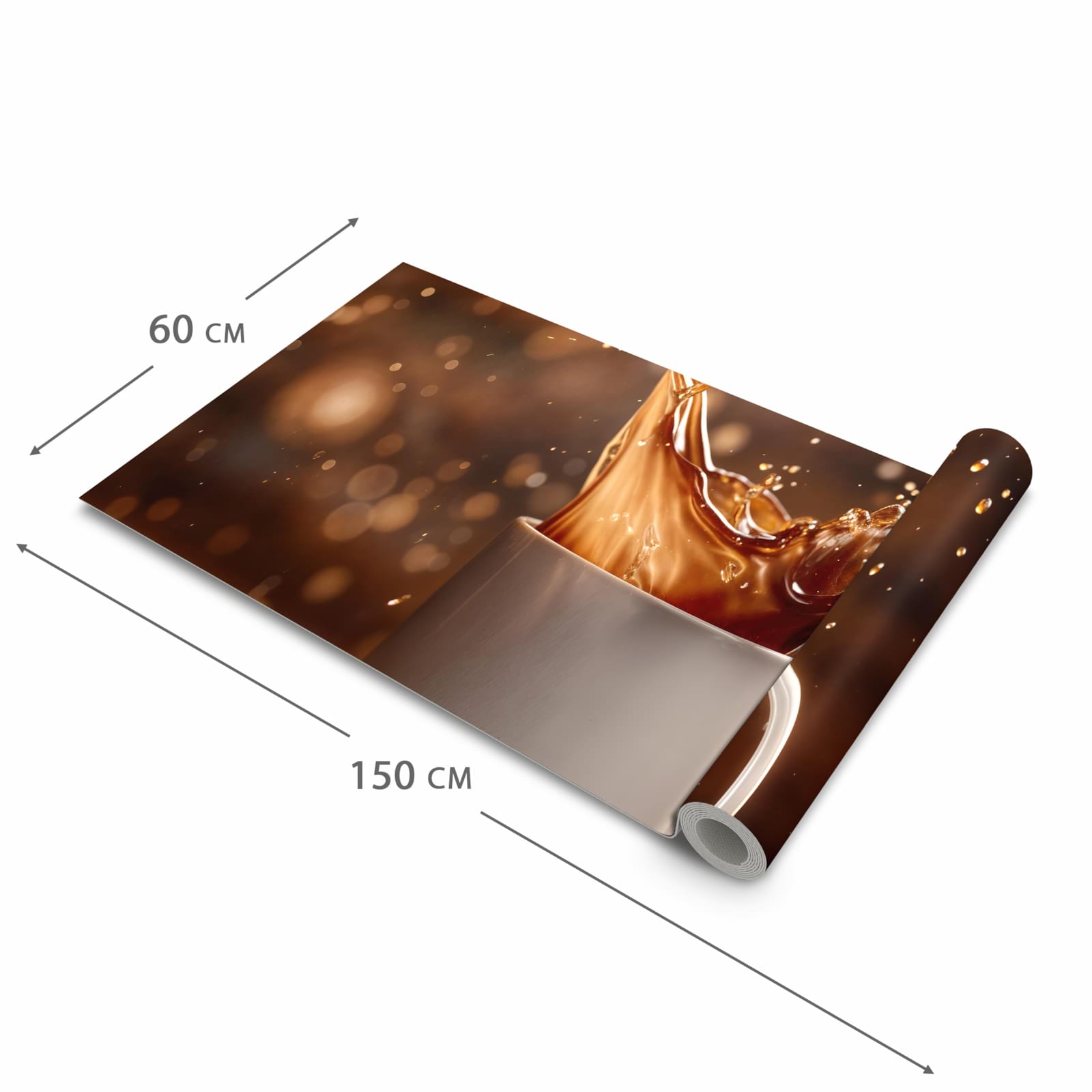 Langlebiger Küchenläufer mit Motiv Kaffee Spritzer in der Grösse 60x300 cm, waschbar