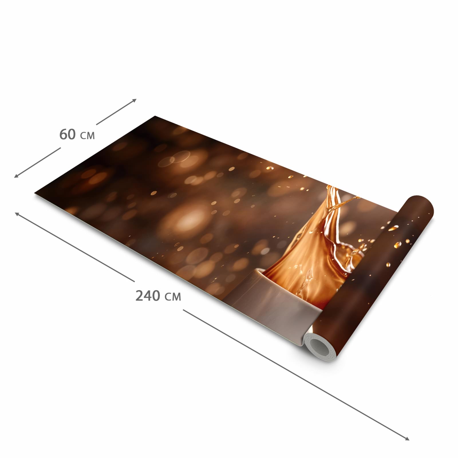 Pflegeleichter rutschfester Küchenläufer mit Motiv Kaffee Spritzer in der Grösse 60x300 cm