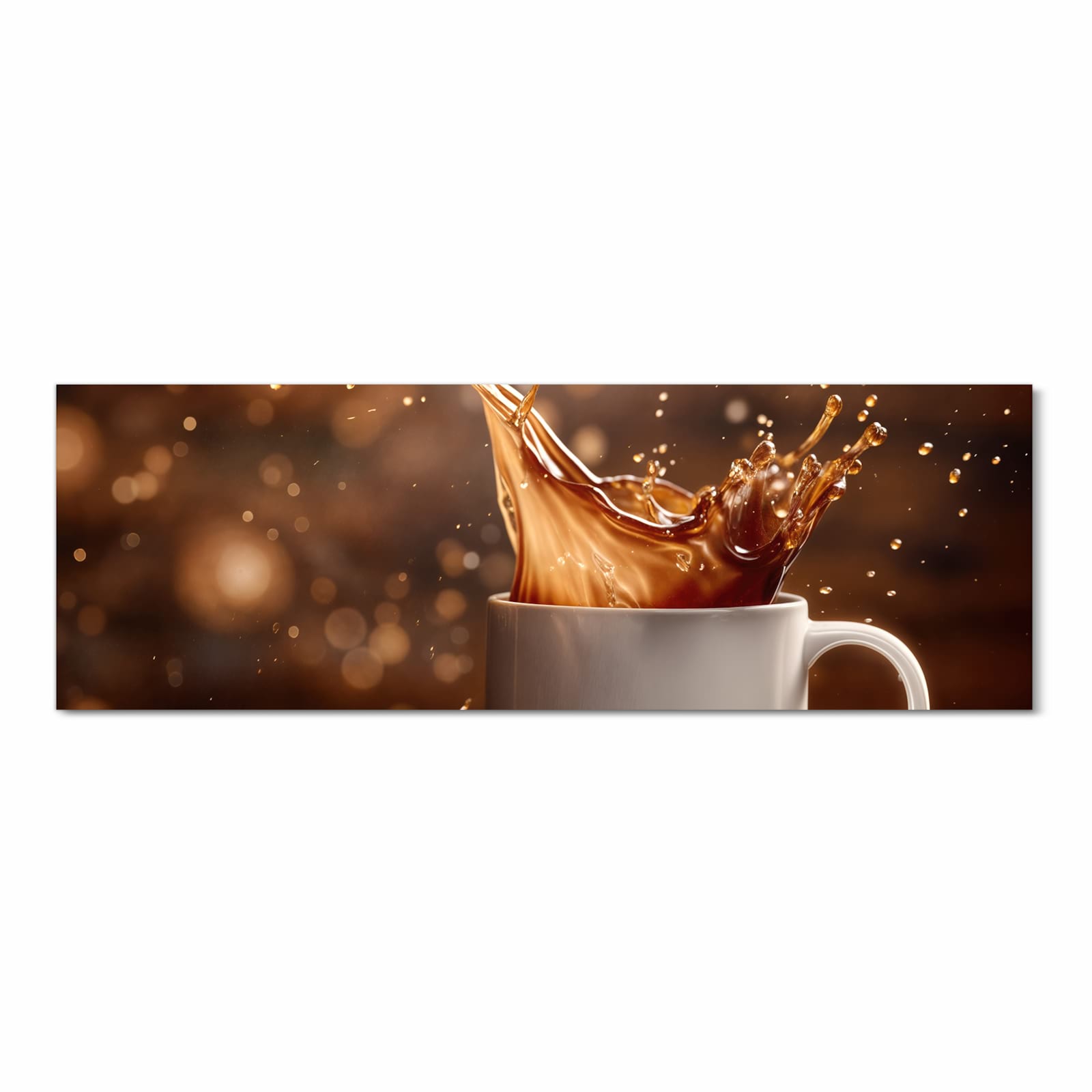 Langlebiger Läufer für Eingangsbereich mit Motiv Kaffee Spritzer in Frontansicht