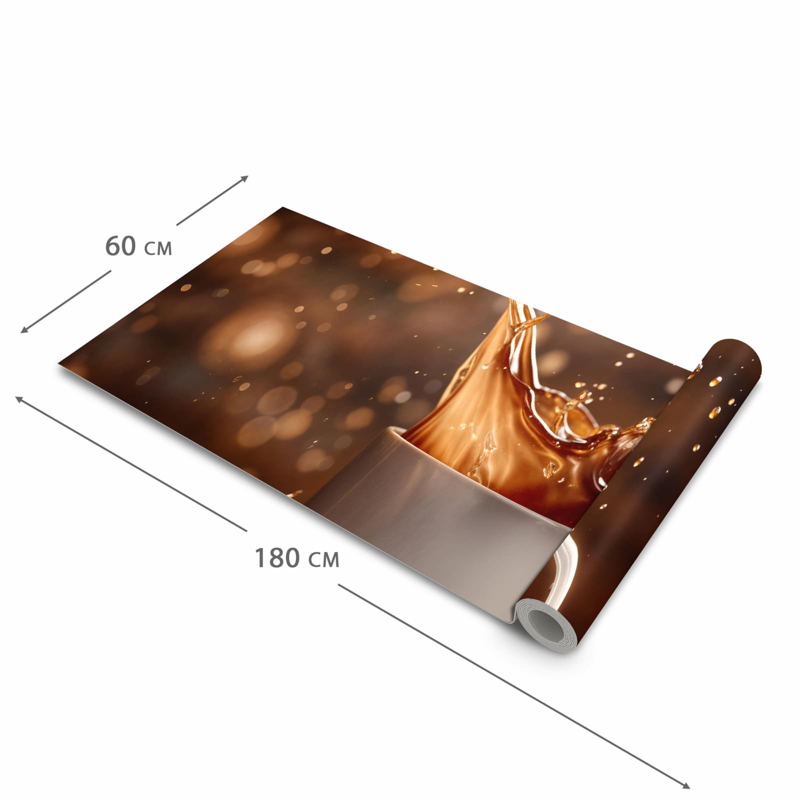 Flacher rutschfester Küchenläufer mit Motiv Kaffee Spritzer in der Grösse 60x300 cm