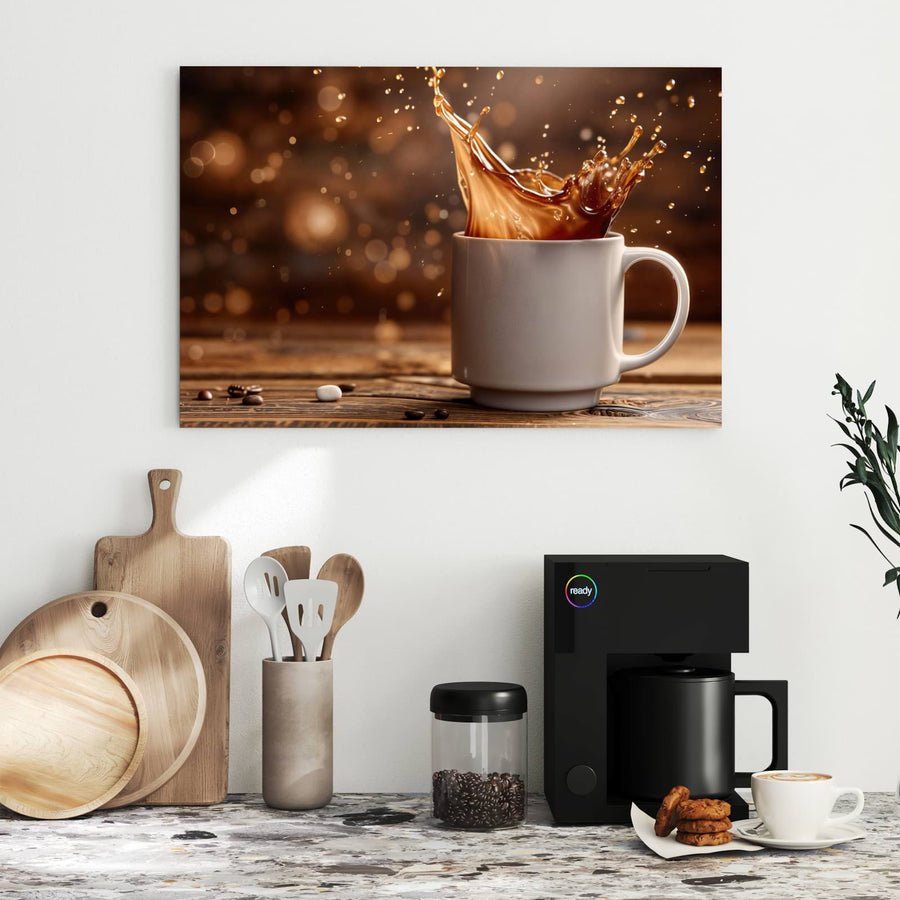 Maße Metall Magnettafel - Goldene Kaffeewelle