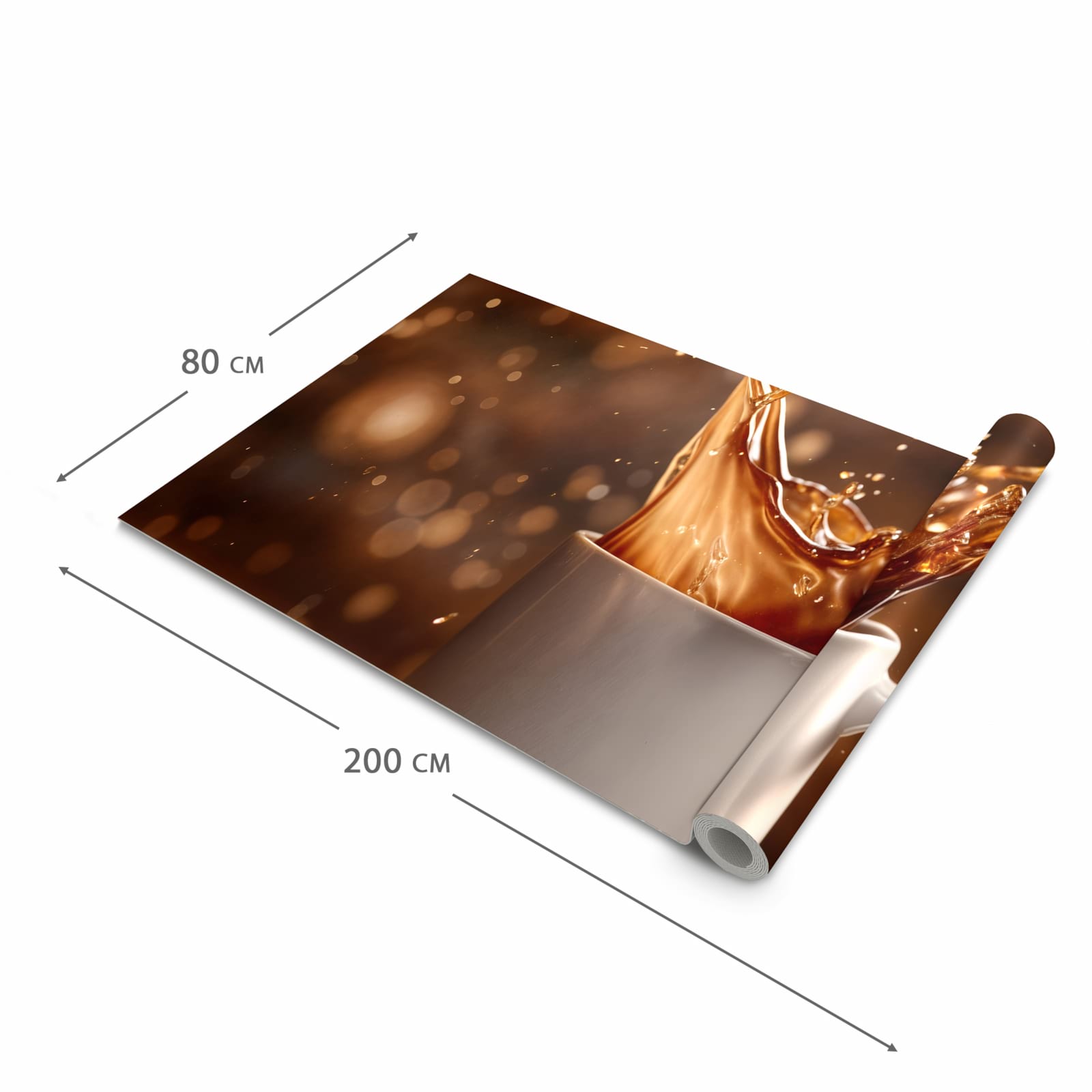 Moderner Küchenläufer mit Motiv Kaffee Spritzer in der Grösse 60x300 cm - angenehme Haptik