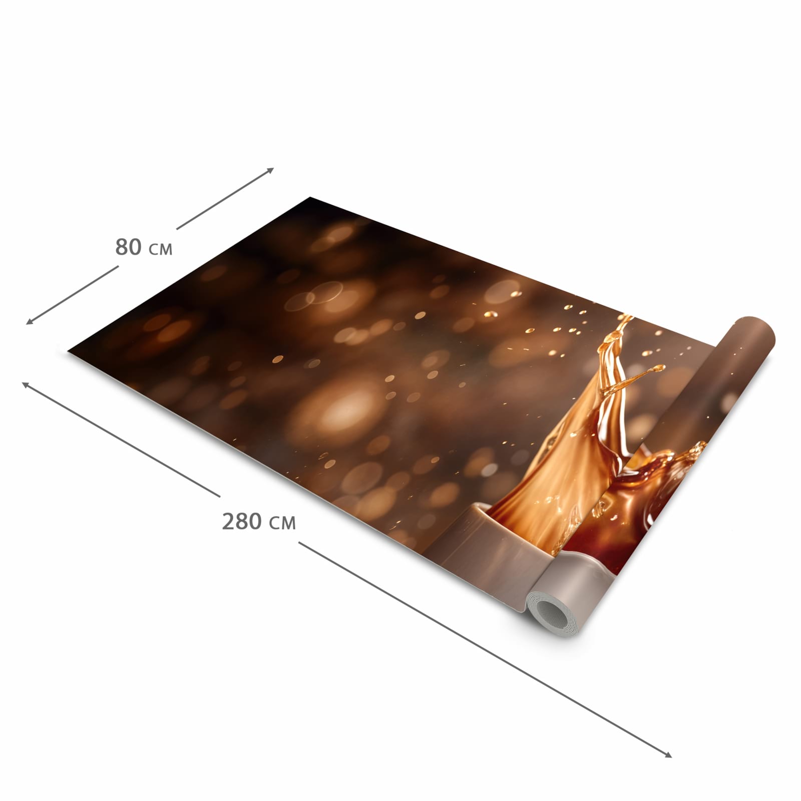 Strapazierfähiger Küchenläufer mit Motiv Kaffee Spritzer in der Grösse 60x300 cm, waschbar