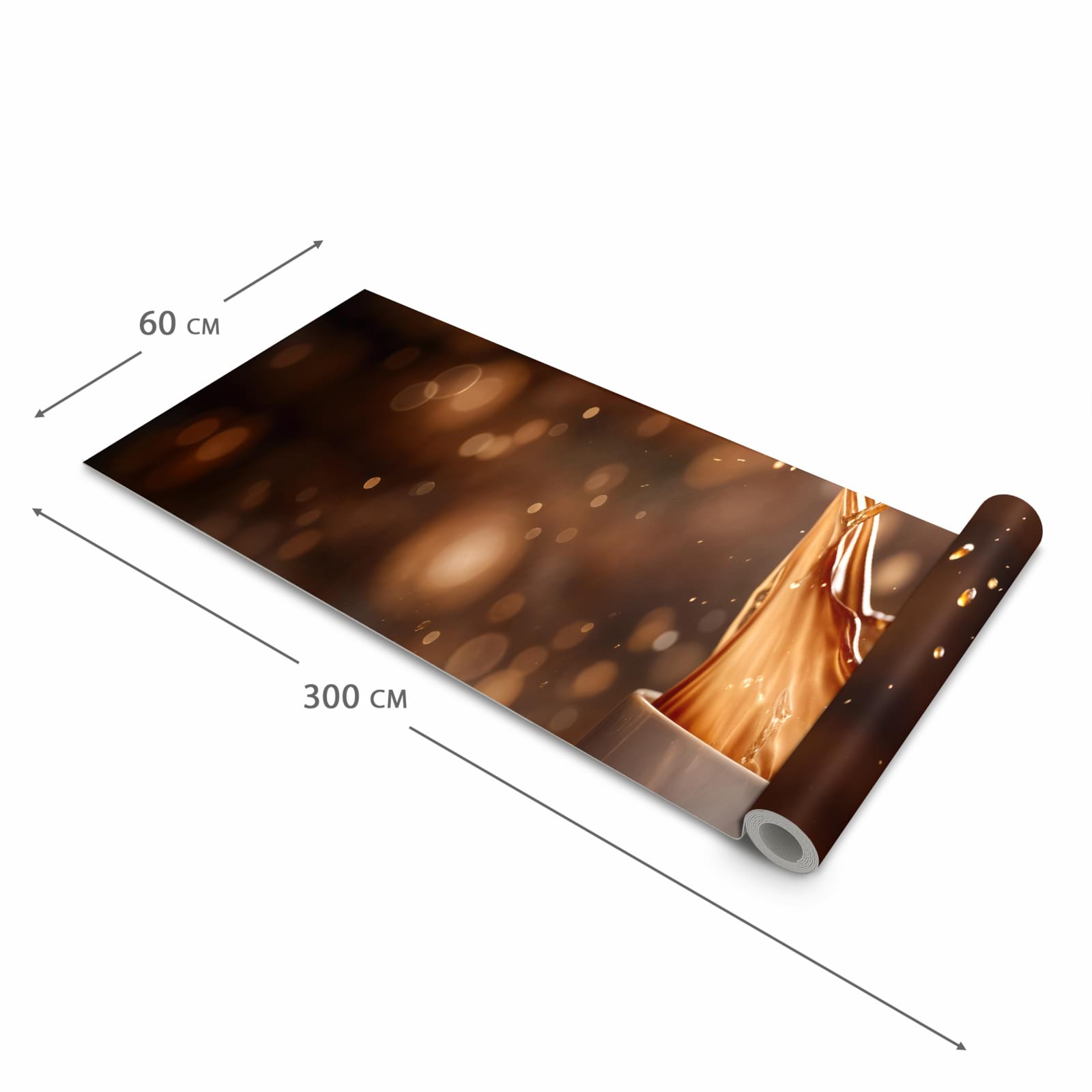 Rutschfester waschbarer Küchenläufer mit Motiv Kaffee Spritzer in der Größe 60x300 cm