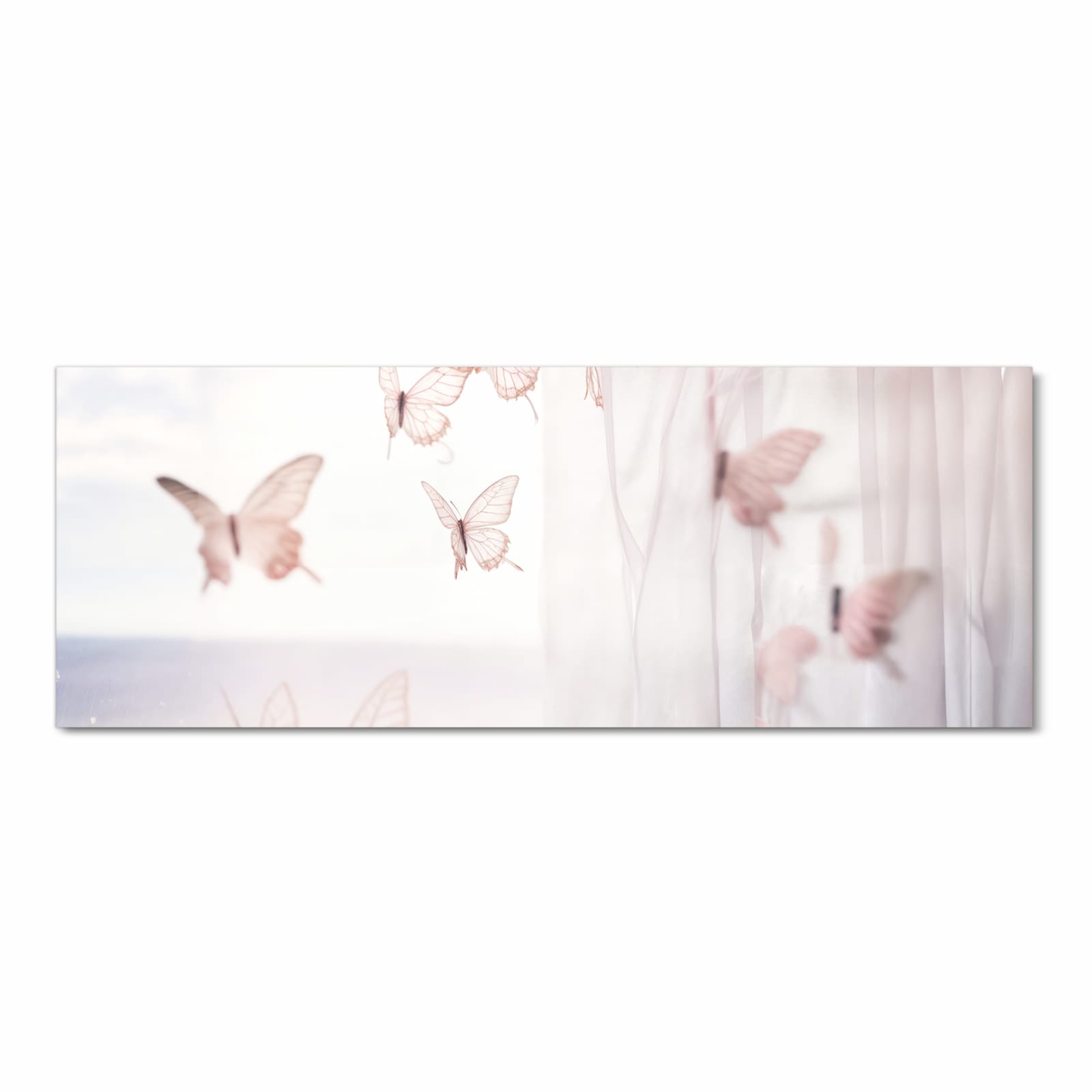 Hygienischer Küchenläufer mit Motiv Schmetterlinge Vorhangsins in Frontansicht - waschbar für die Küche