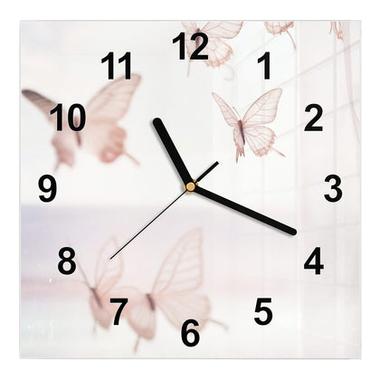 Wanduhr Quadratisch mit dem Motiv Schmetterlinge am Meer