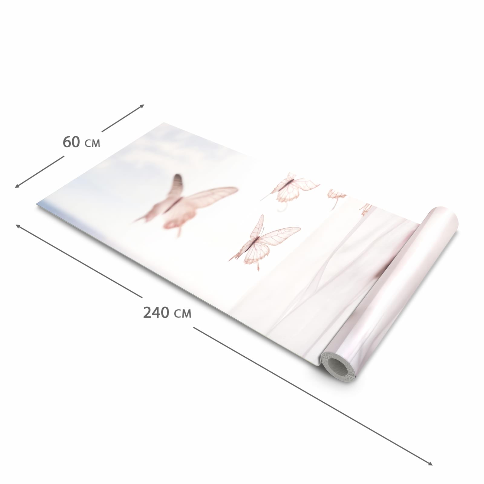 Formstabiler waschbarer Küchenteppich mit Motiv Schmetterlinge Vorhangsins in der Grösse 60x300 cm