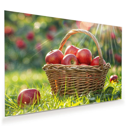 Wandbild mit dem Motiv Korb mit roten Äpfeln