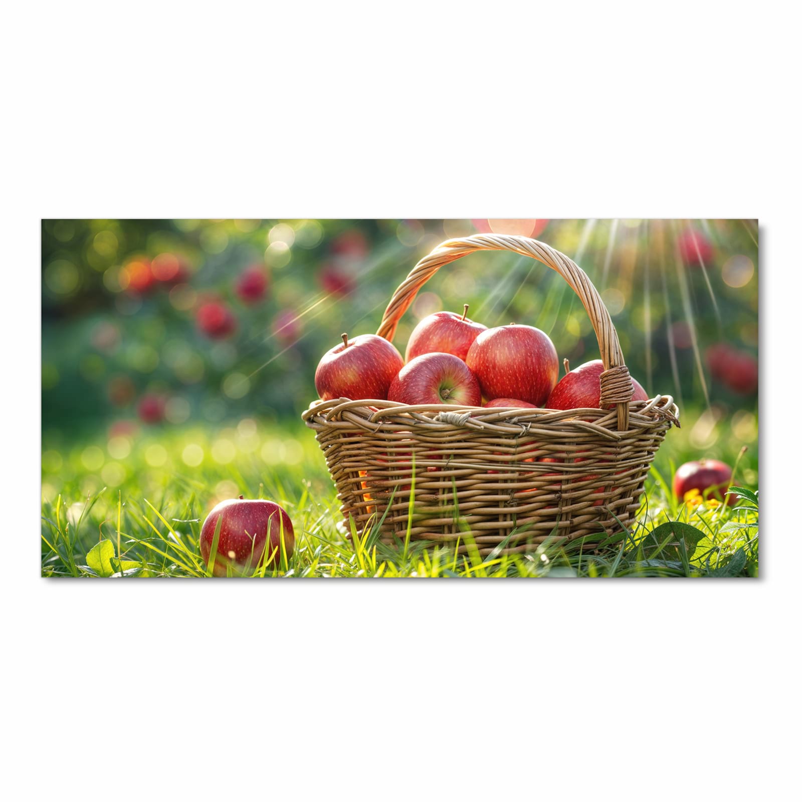 Waschbarer Küchenläufer mit Motiv Korb mit roten Äpfeln in Frontansicht für Ordnung