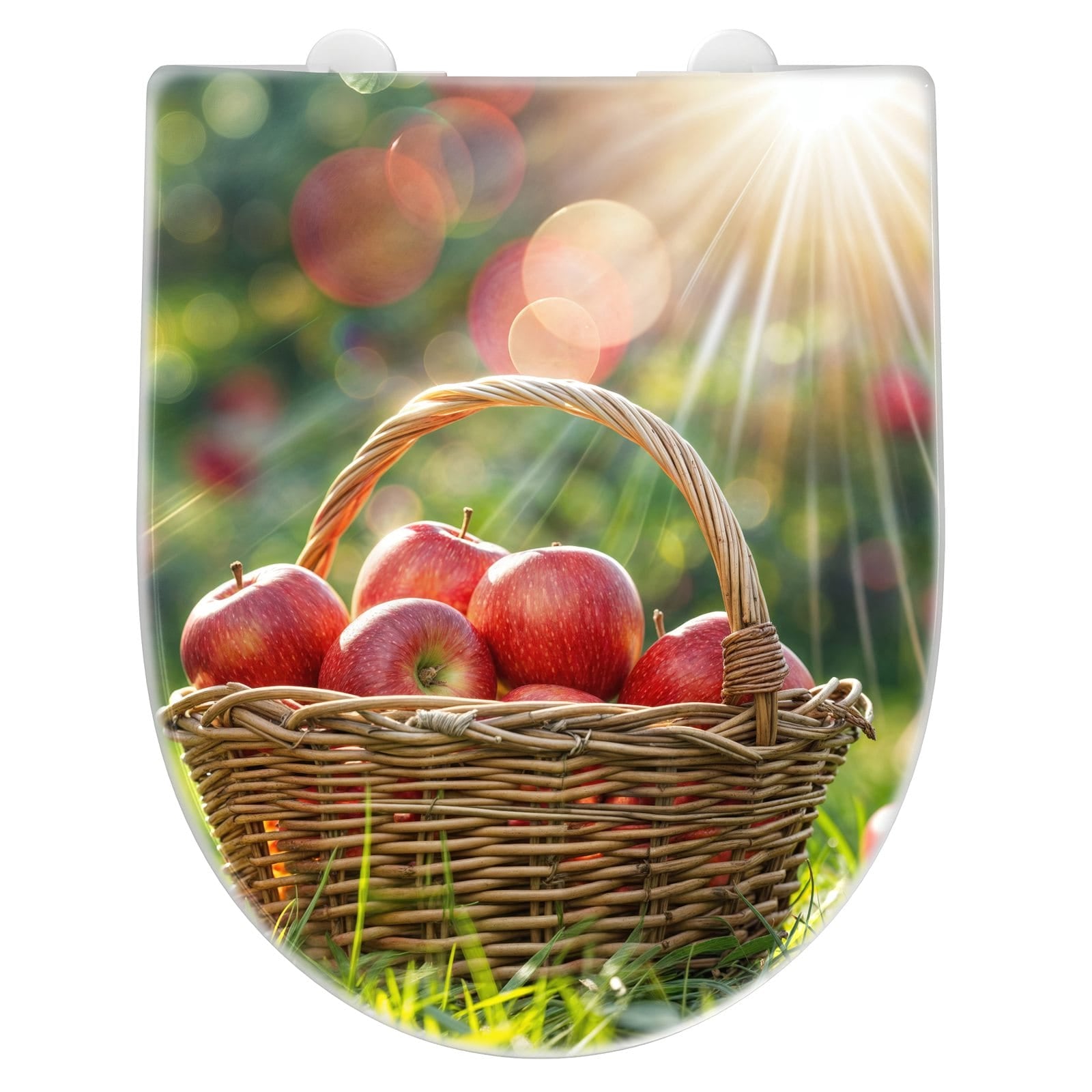 WC-Sitz mit Absenkautomatik Korb mit roten Äpfeln