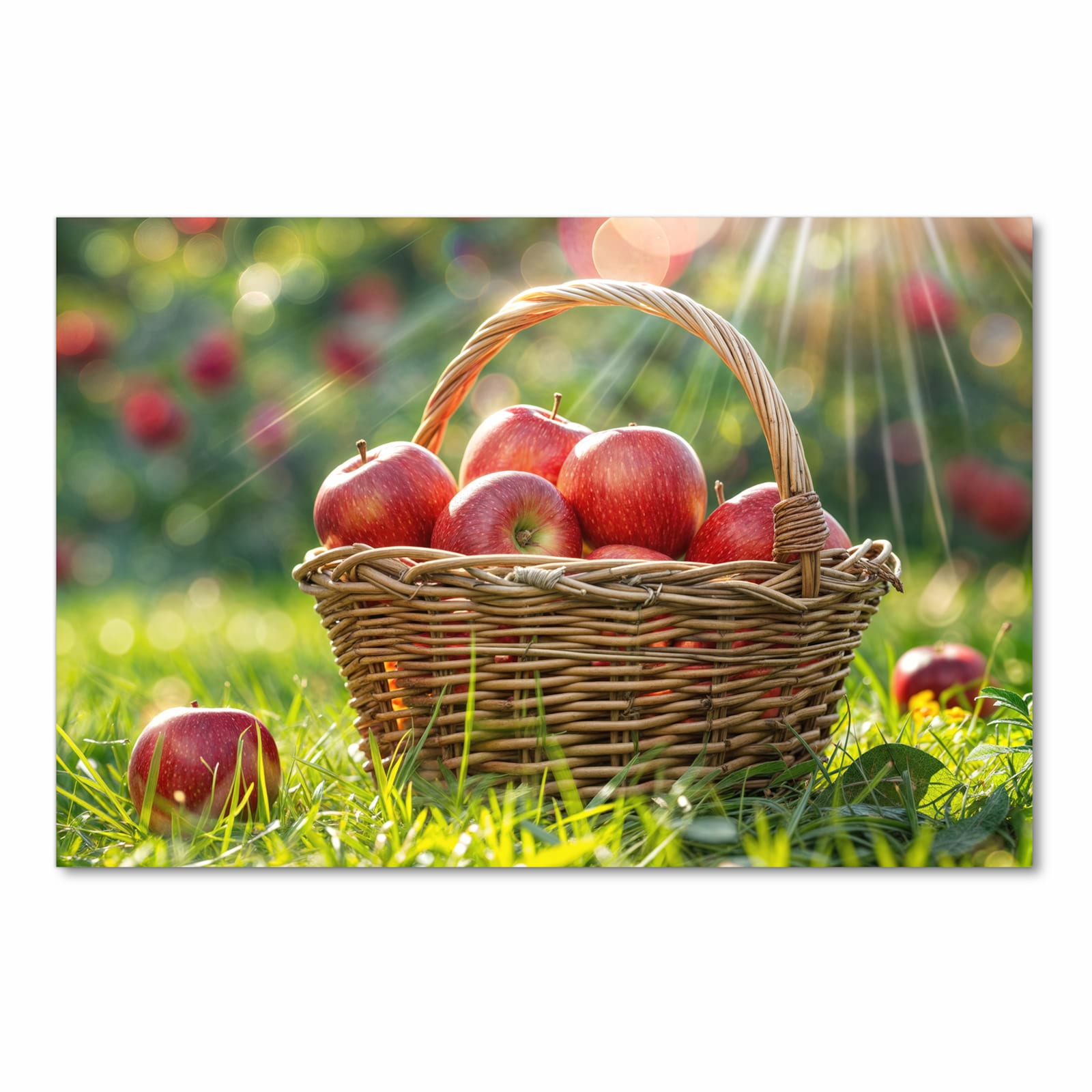 Geräuschdämpfender Küchenteppich mit Motiv Korb mit roten Äpfeln in Frontansicht