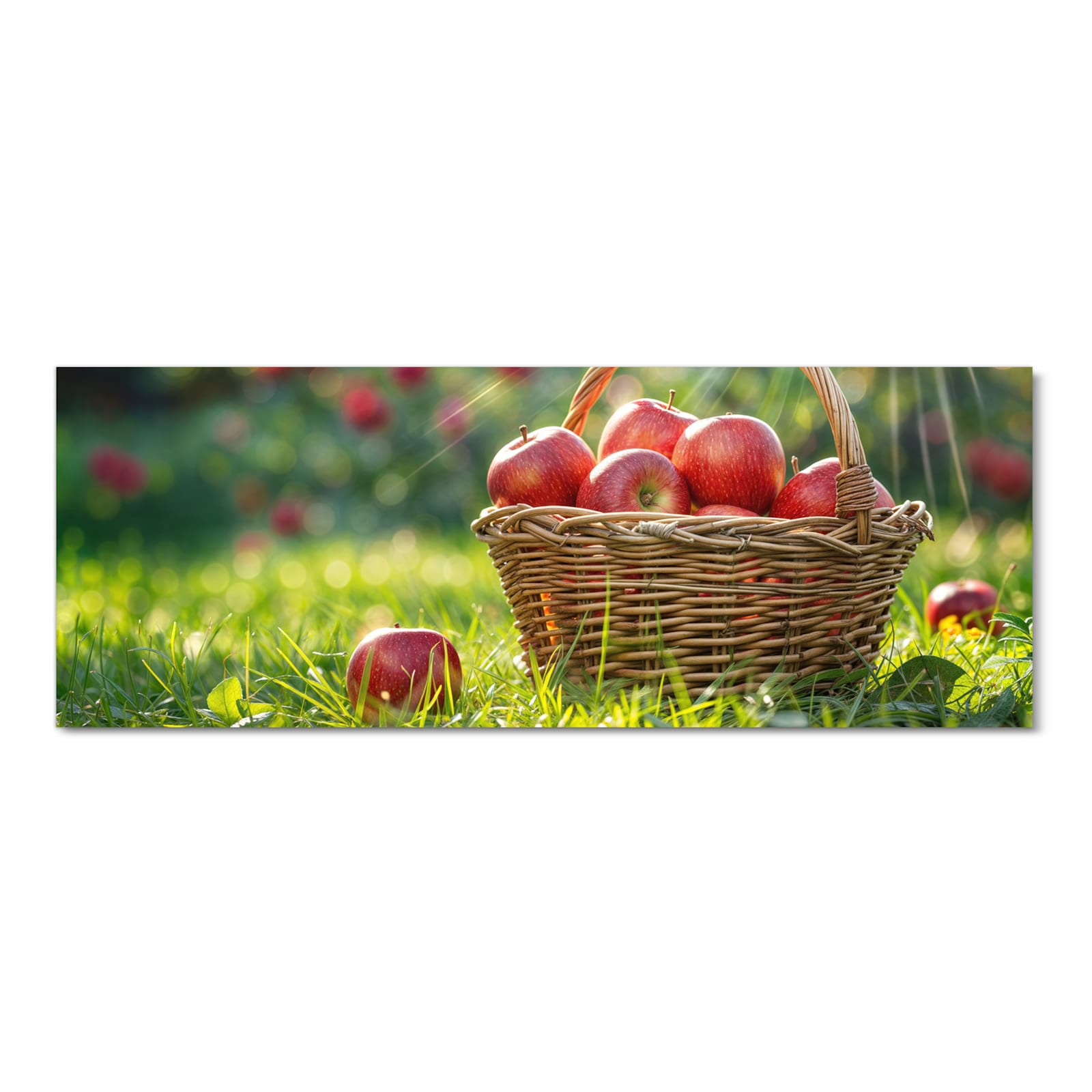 Wasserabweisender Küchenteppich mit Motiv Korb mit roten Äpfeln in Frontansicht