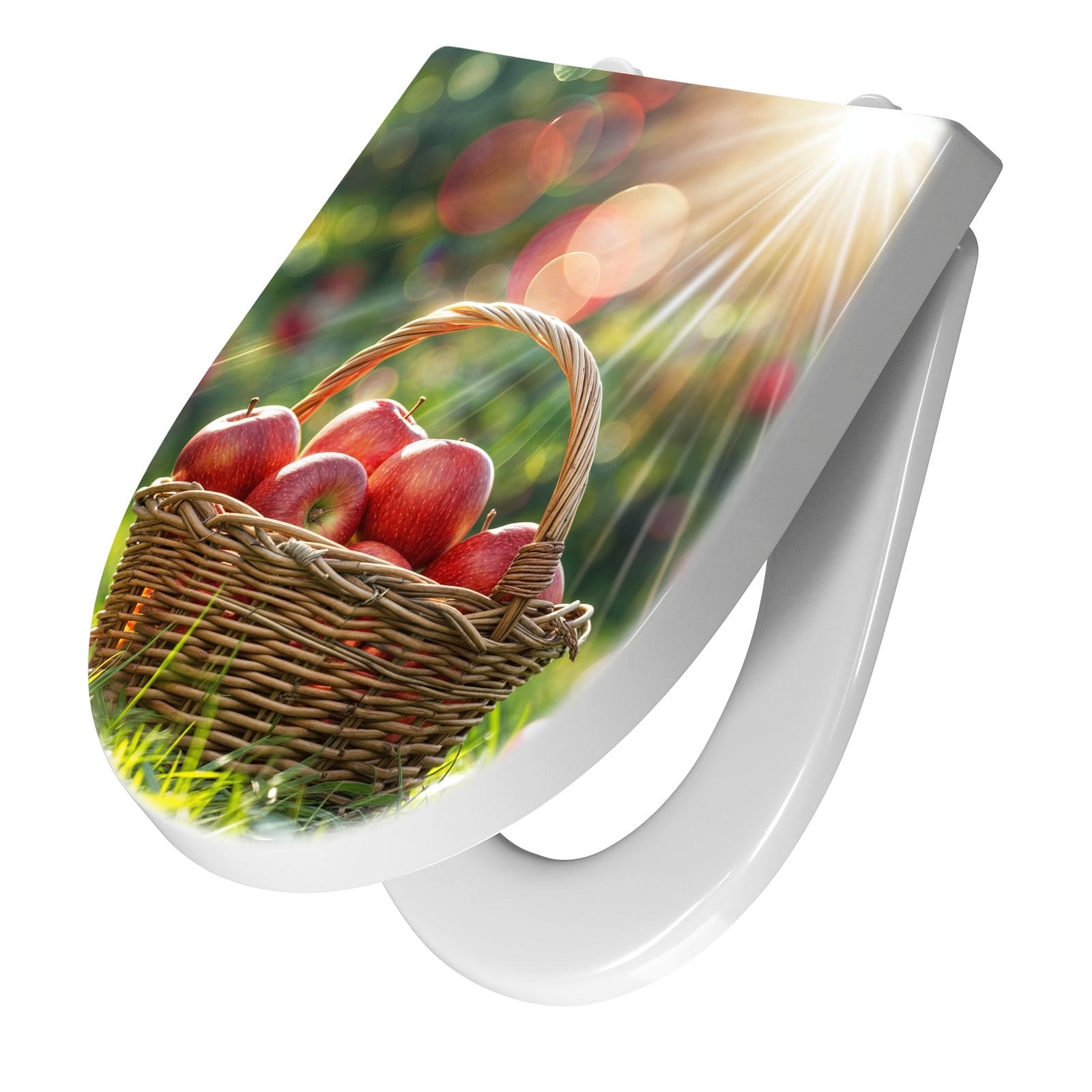 WC-Sitz mit Absenkautomatik Korb mit roten Äpfeln