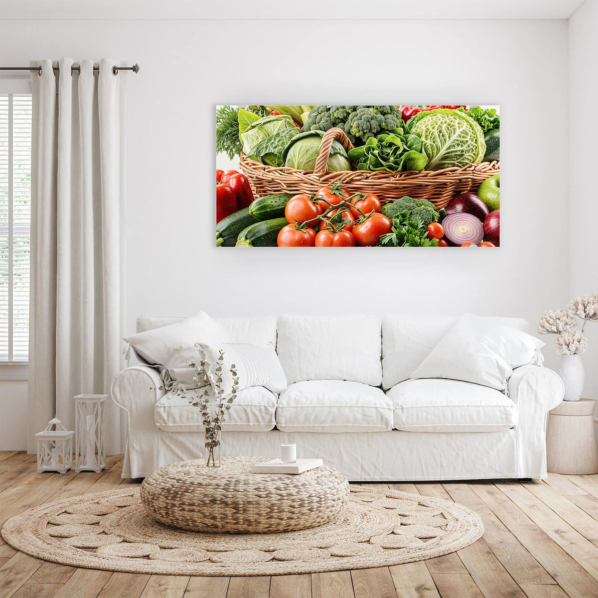 Wandbild - Voller Gemüsekorb - Querformat – Gemüsekorb mit Brokkoli und Tomaten