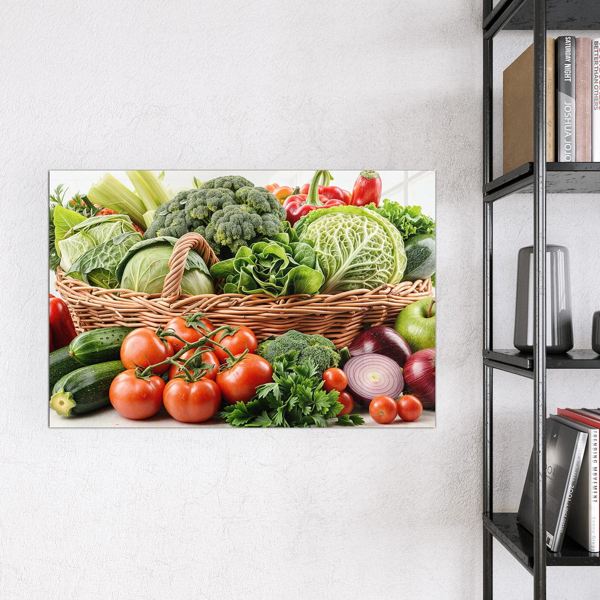 Magnettafel - Voller Gemüsekorb – Gemüsekorb mit Brokkoli und Tomaten