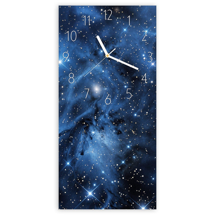 Wanduhr Sanfte Sternenhinmel aus Glas – Hochformat 30 × 60 cm mit Ziffernblatt Elegant