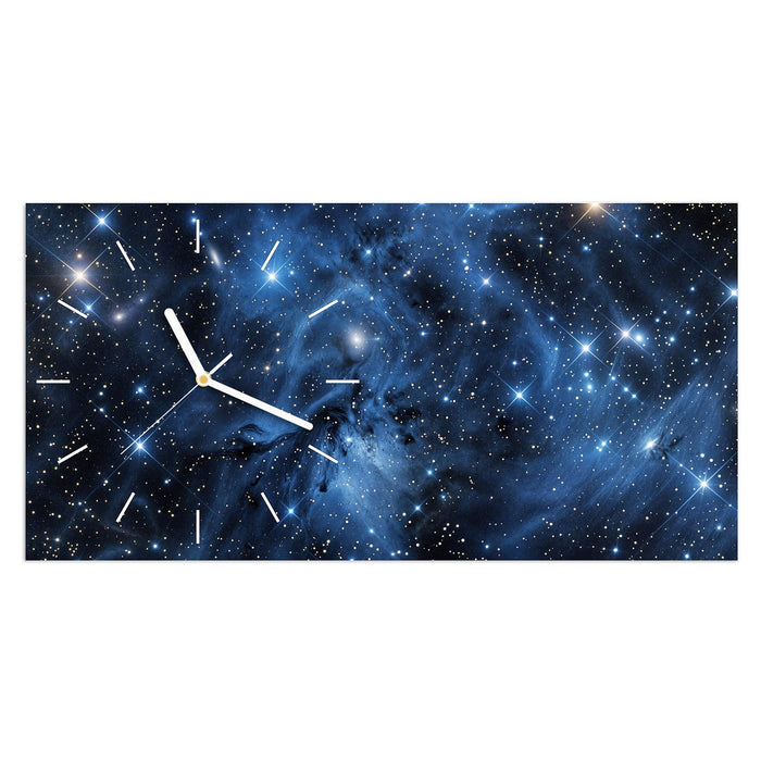 Wanduhr Sanfte Sternenhinmel aus Glas – Querformat 60 × 30 cm mit Ziffernblatt Linie
