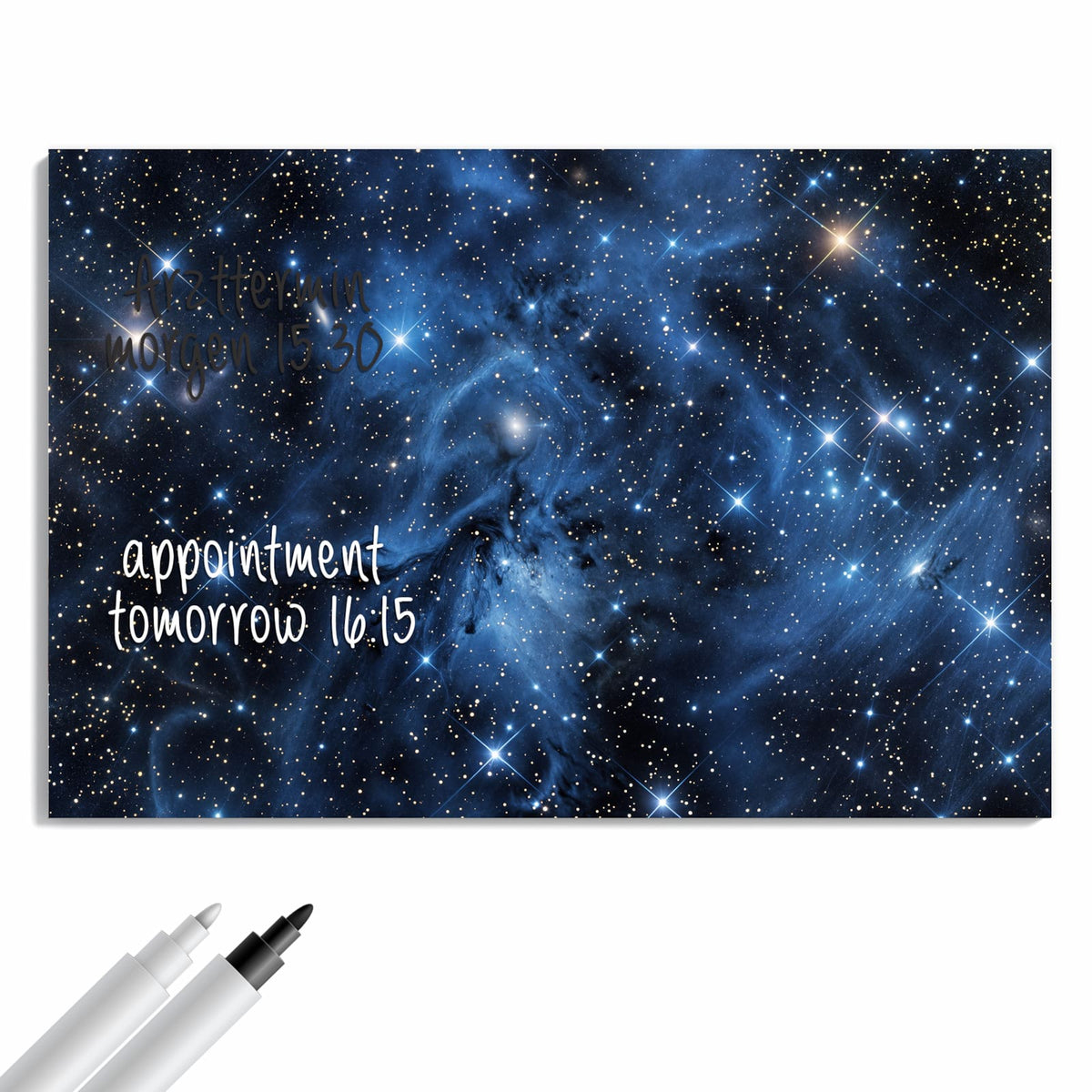 Beschreiben, abwischen, anheften – Metall Magnettafel - Blauer Sternennebel