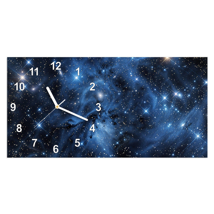 Wanduhr Sanfte Sternenhinmel aus Glas – Querformat 60 × 30 cm mit Ziffernblatt Modern