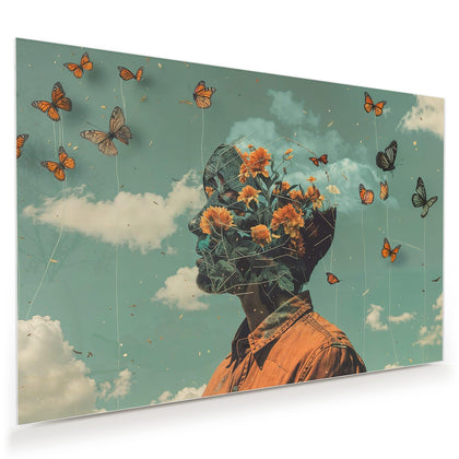 Wandbild mit dem Motiv Kopf voller Blumen