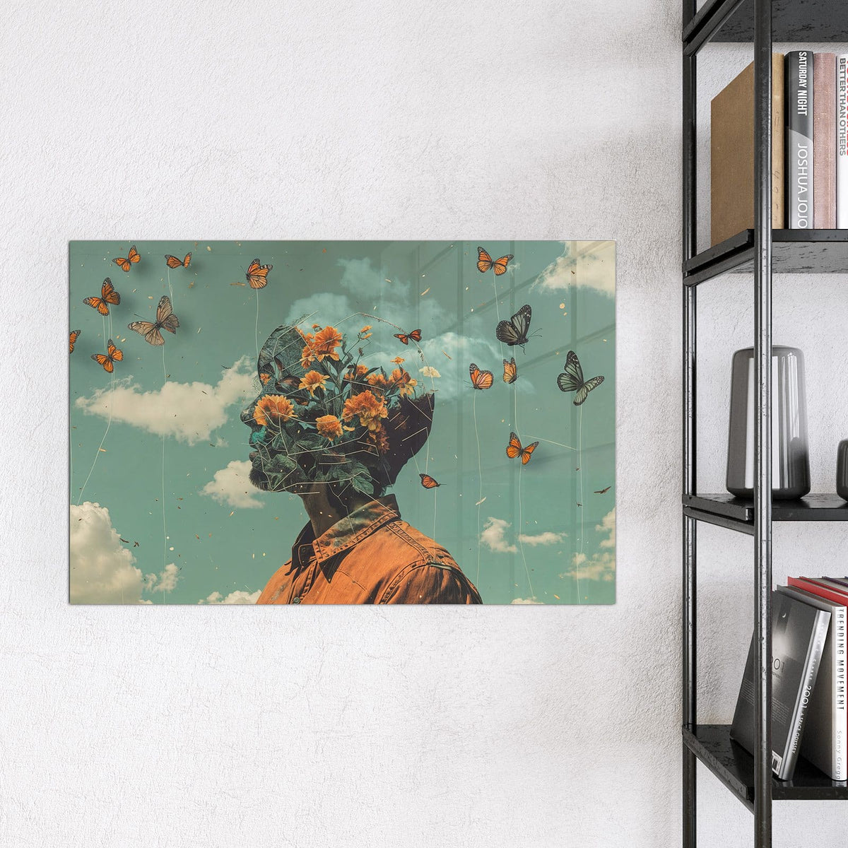 9 Größen – von 30 × 30 bis 120 × 90 cm – Magnettafel - Kopf voller Blumen