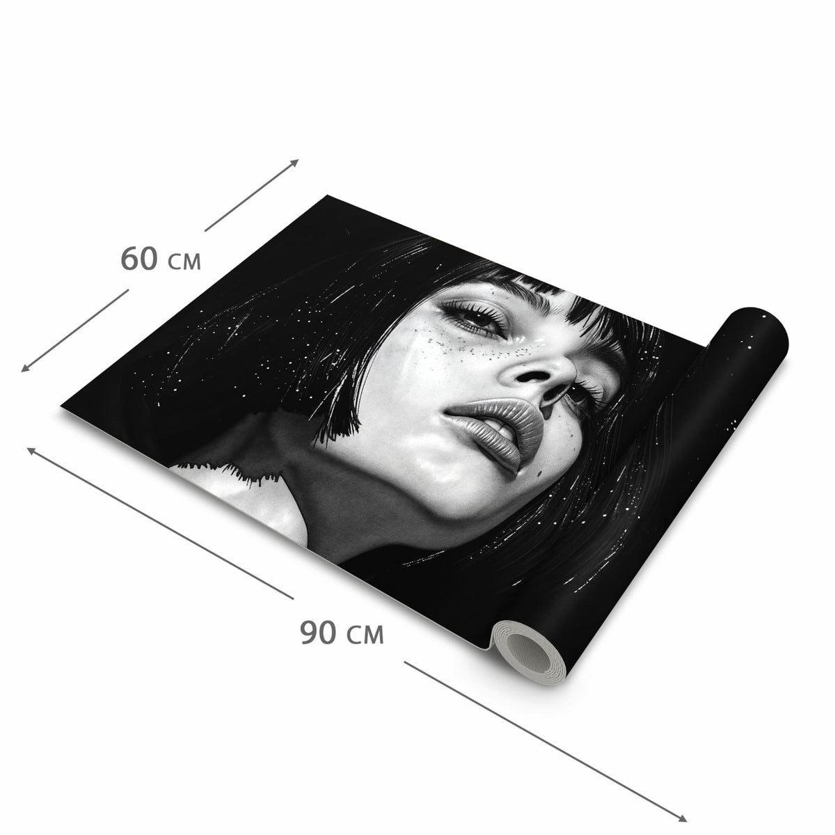 Rutschfester dünner Teppich mit Motiv Mystischer Blick in der Grösse 60x240 cm