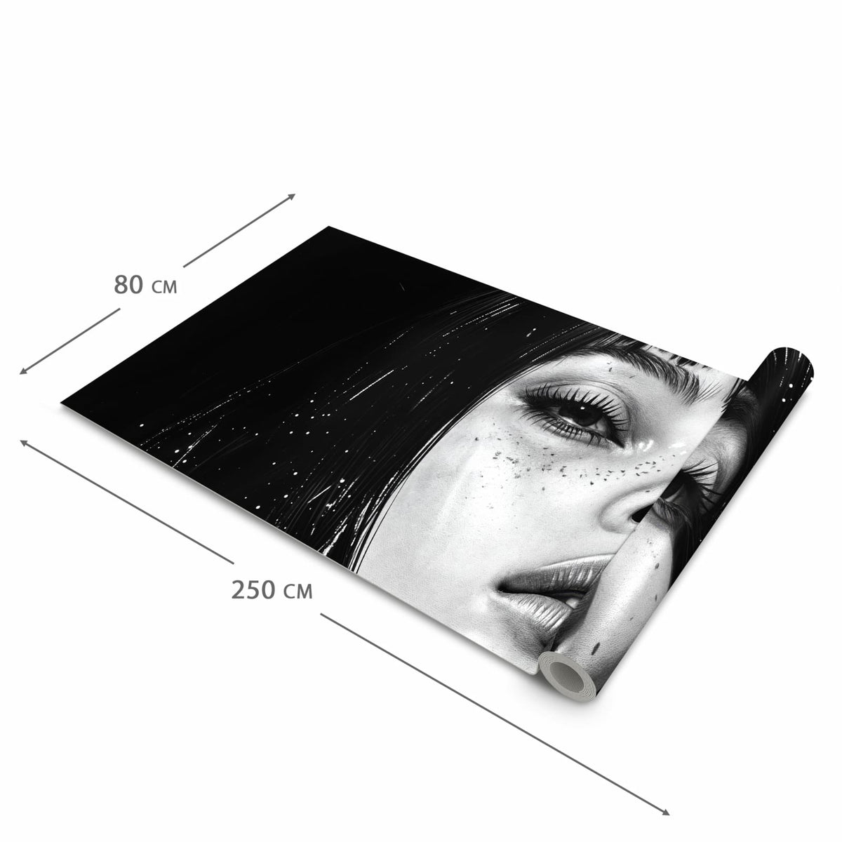 Bodenschonender Teppich fürs Esszimmer mit Motiv Mystischer Blick in der Größe 60x240 cm
