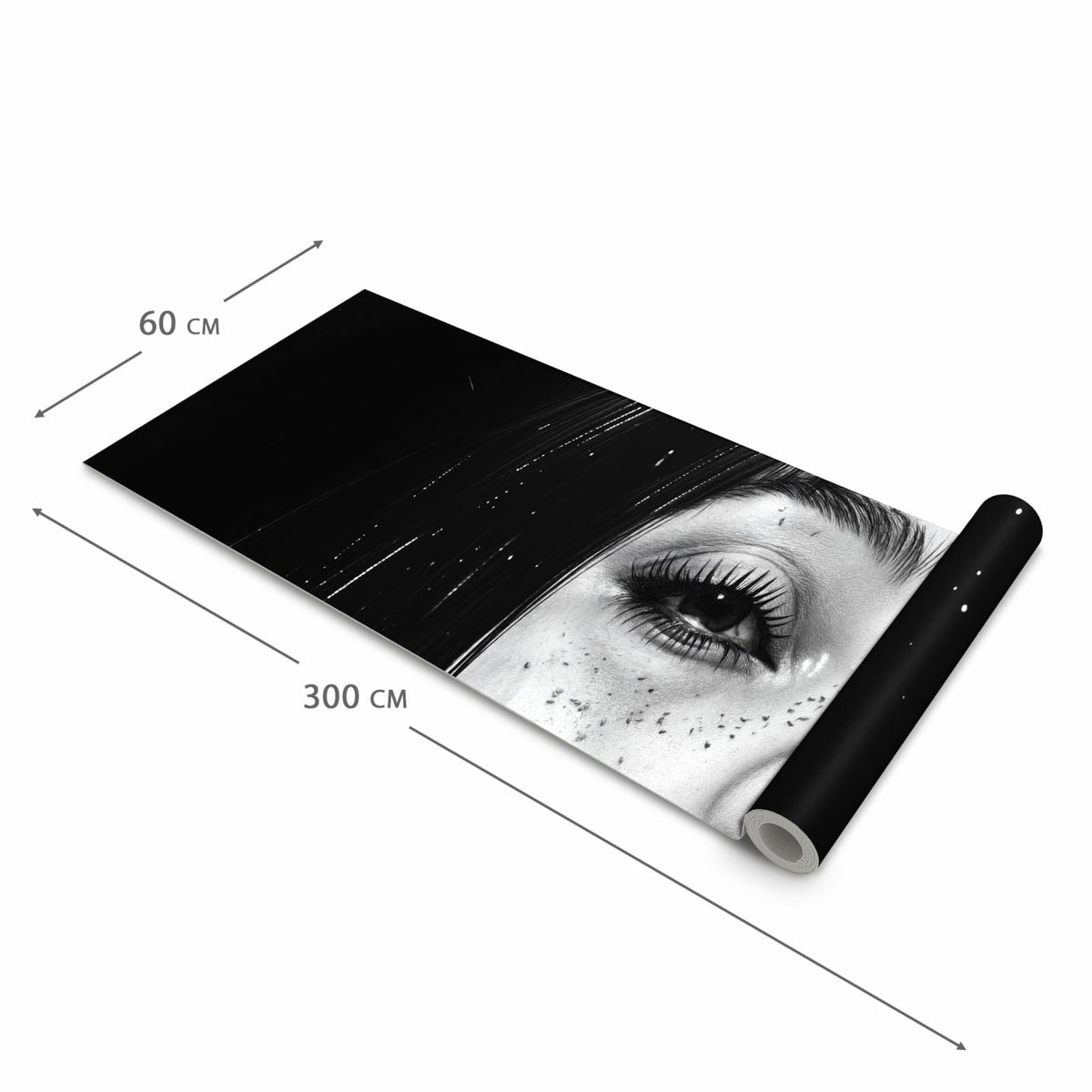 Langlebiger dünner Küchenteppich mit Motiv Mystischer Blick in der Grösse 60x240 cm