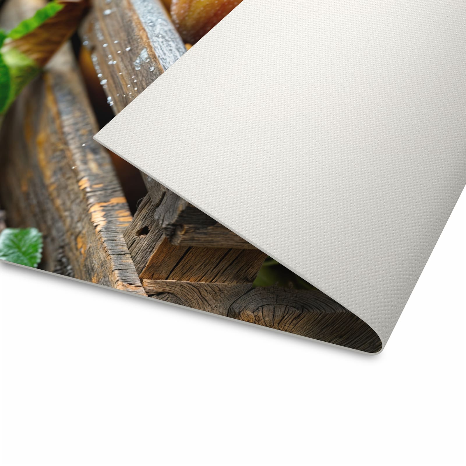 UV-beständiger abwaschbarer Küchenläufer mit Motiv Äpfel Holzkiste in der Unterseite