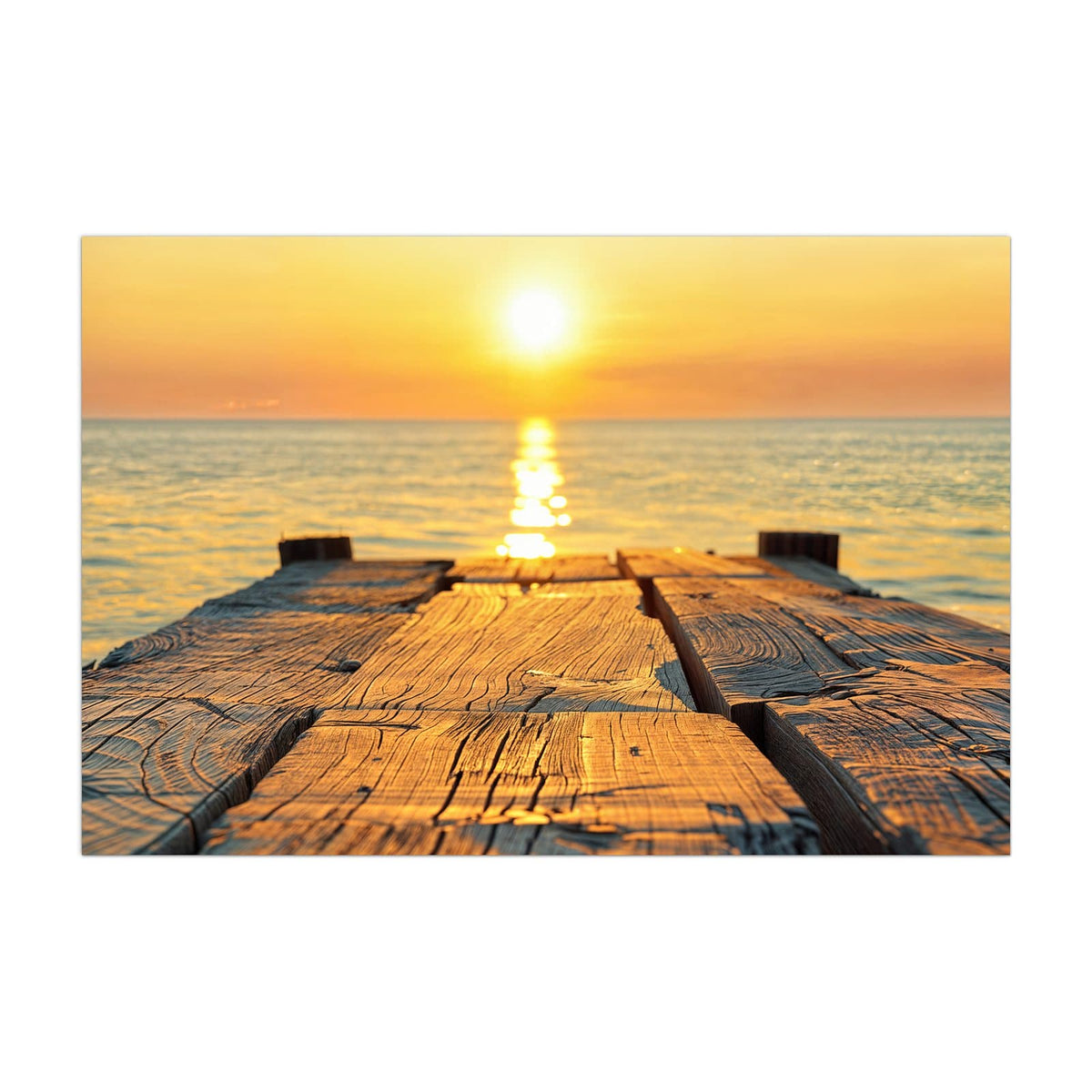 Küchenrückwand aus Glas Holzsteg am Meer im Hochformat, Motiv bildfüllend von vorn