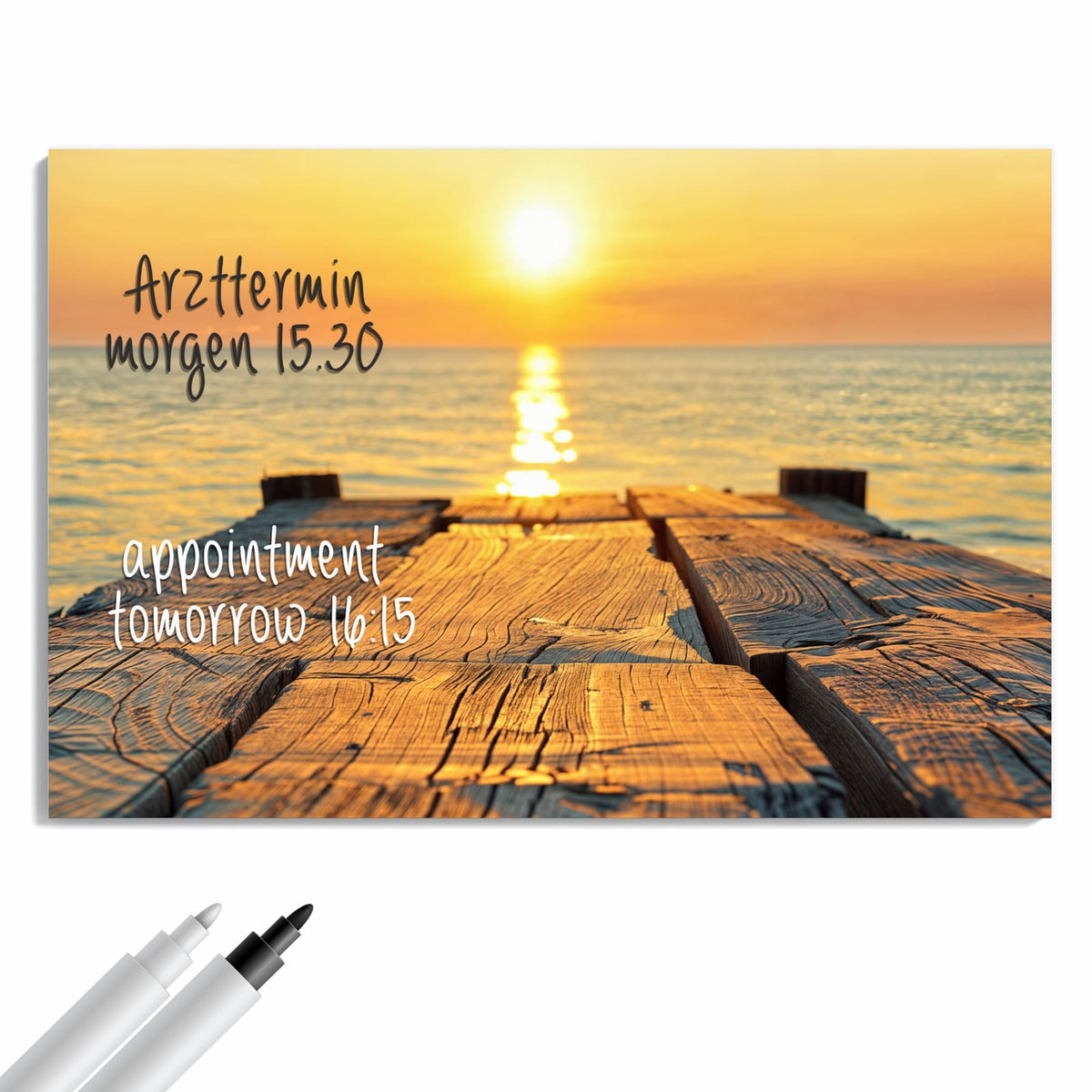 Beschreiben, abwischen, anheften – Metall Magnettafel - Holzsteg am Meer