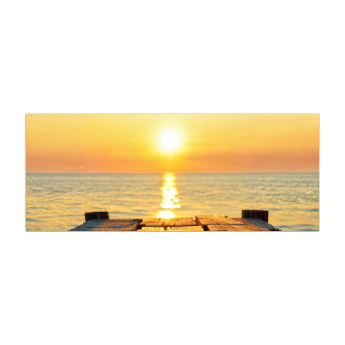 Küchenrückwand aus Glas Holzsteg am Meer im Hochformat, Motiv bildfüllend von vorn