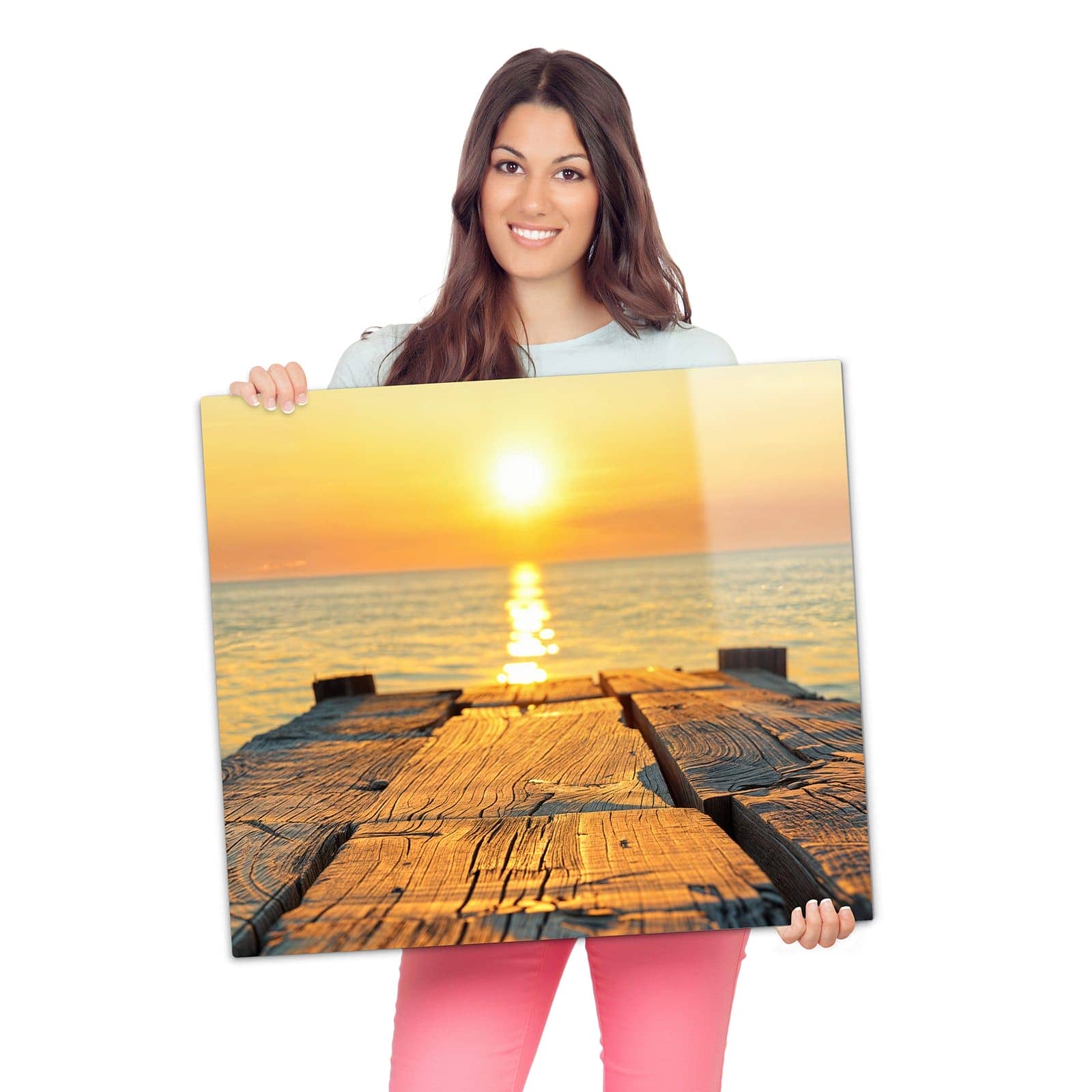 2-teilige Abdeckung für Herdplatten mit Sonnenuntergang & Meer-Motiv als Spritzschutz hinter dem Kochfeld