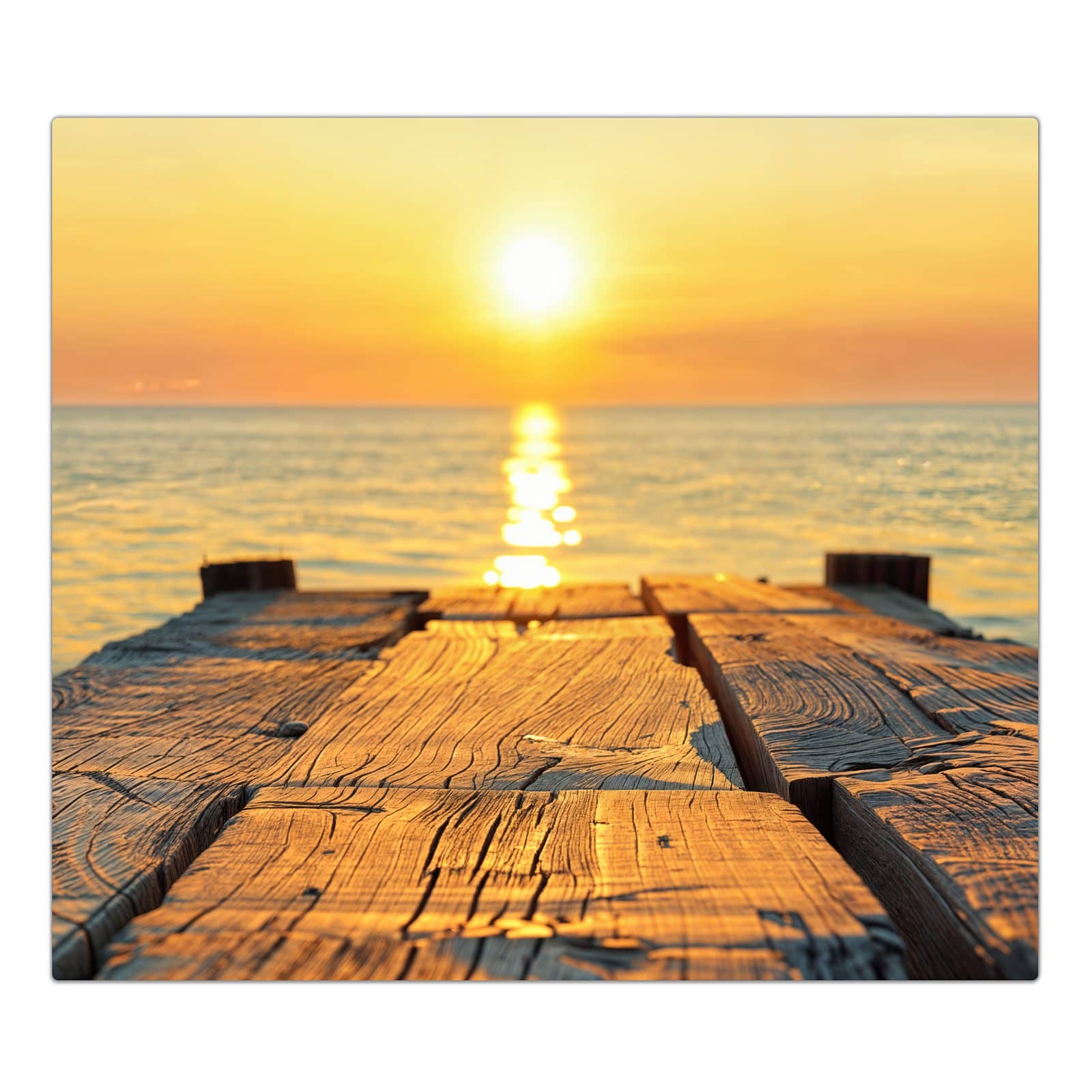 1-teilige Herdabdeckplatte mit Sonnenuntergang & Meer-Motiv in der Frontansicht