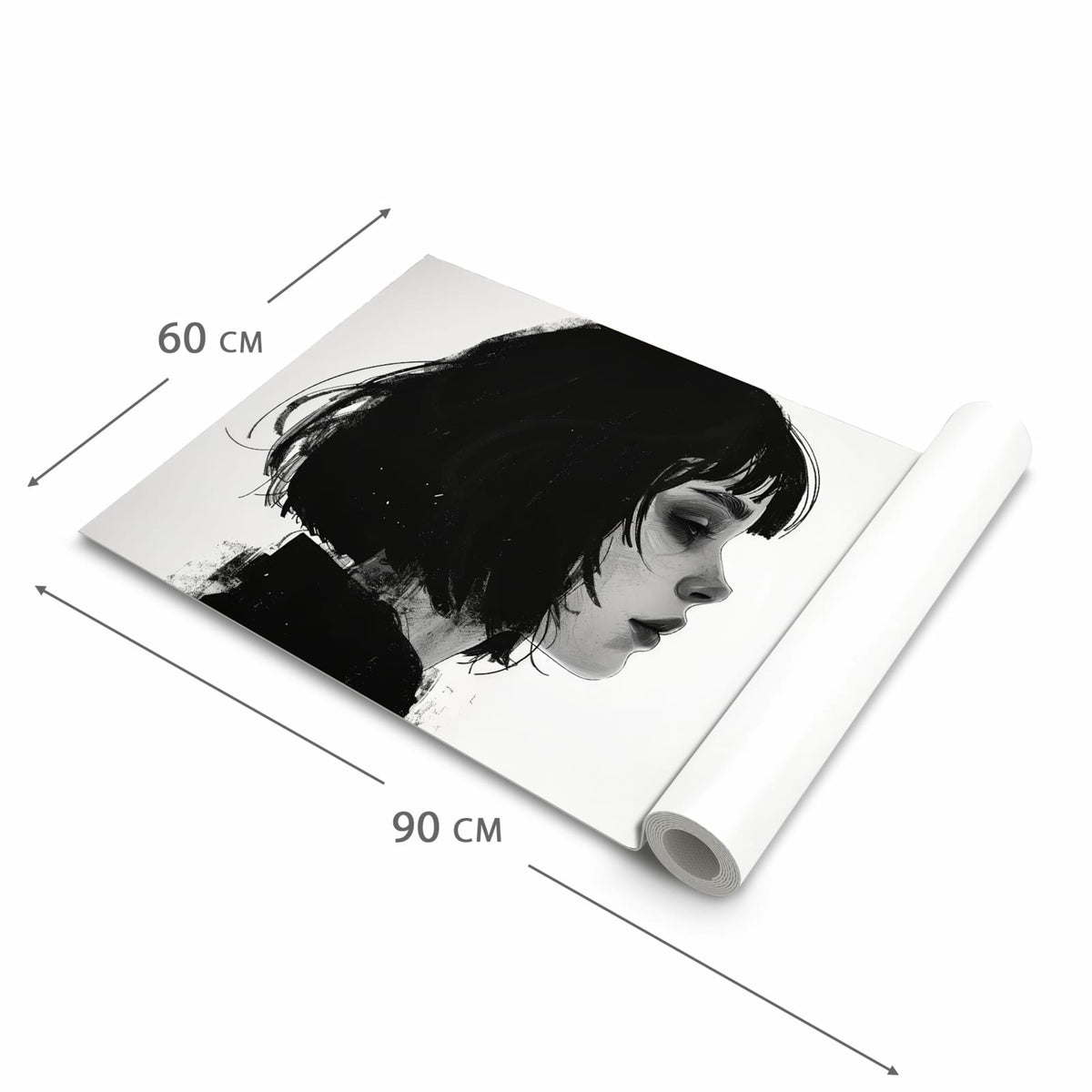 Bodenschonender moderner Küchenläufer mit Motiv Silhouetten Porträt in der Grösse 60x180 cm