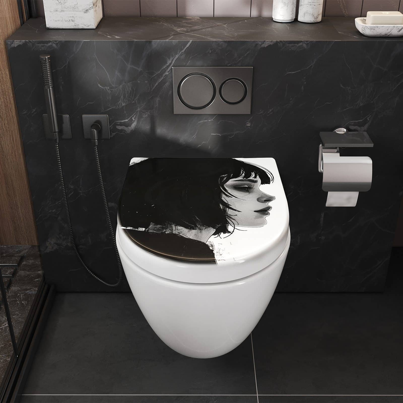 WC-Sitz mit Absenkautomatik Silhouetten Porträt