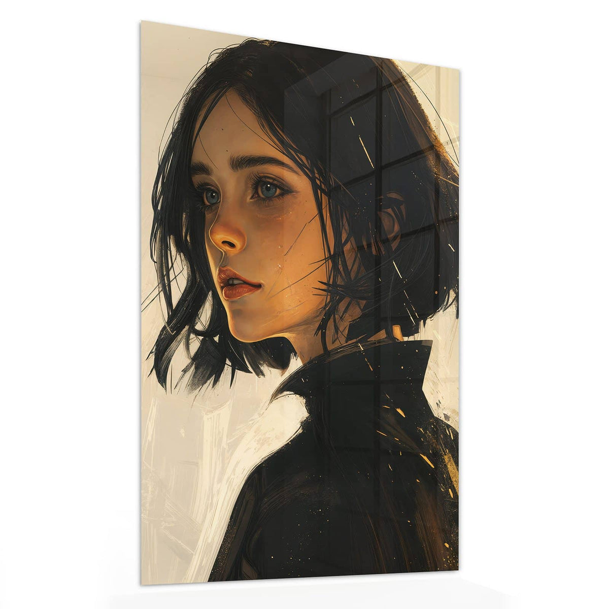11 Größen – von 30 × 60 bis 60 × 150 cm – Wandbild - Frau mit dunklem Bob - Hochformat
