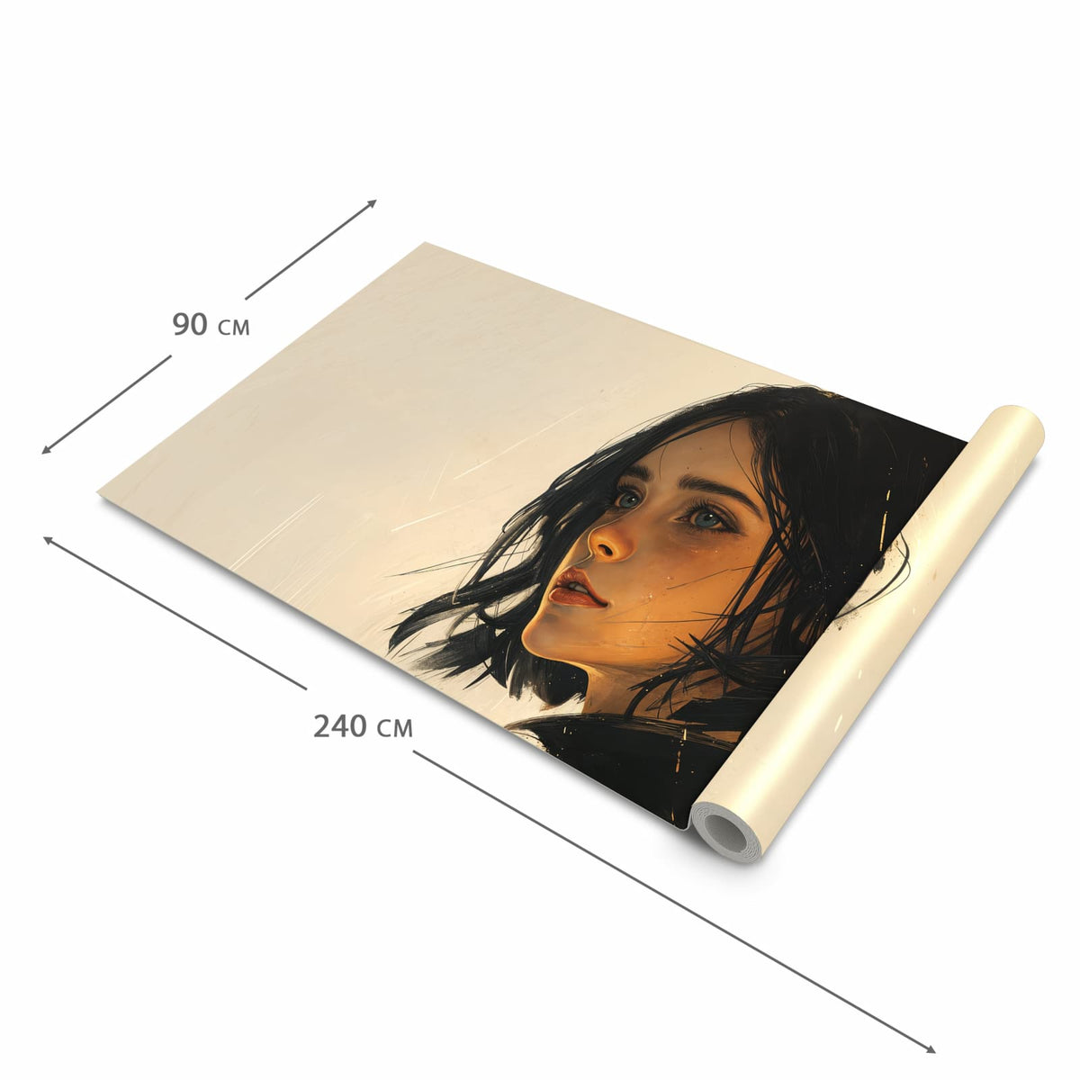 Rutschfester Küchenläufer mit Motiv Porträt junge Frau in der Grösse 60x180 cm für angenehme Haptik