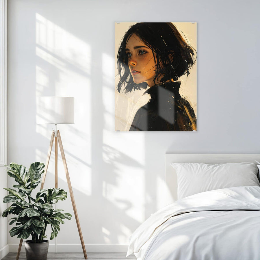 Maße Wandbild - Frau mit dunklem Bob - Hochformat