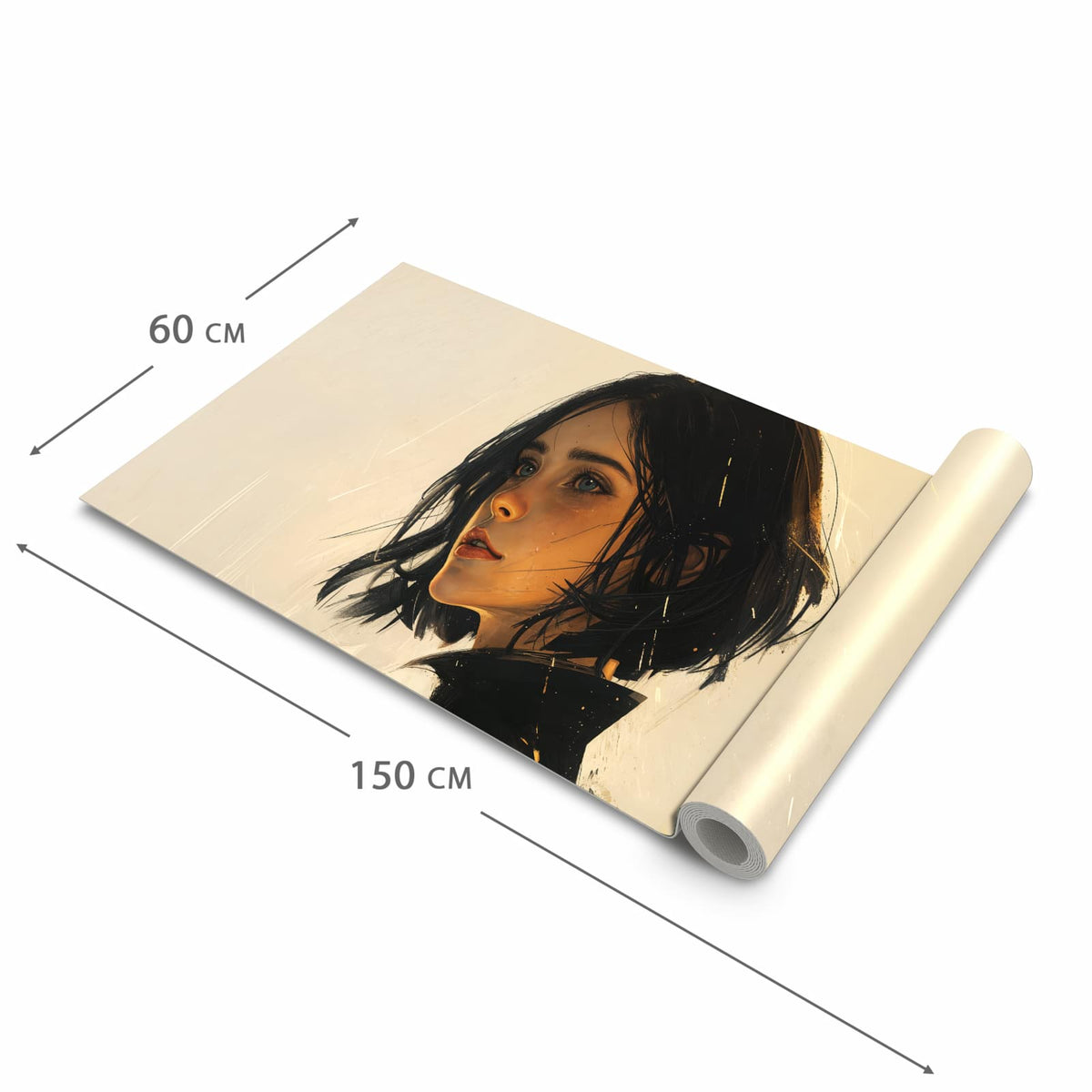 Rutschfester Küchenteppich mit Motiv Porträt junge Frau in der Größe 60x150 cm für Trittkomfort
