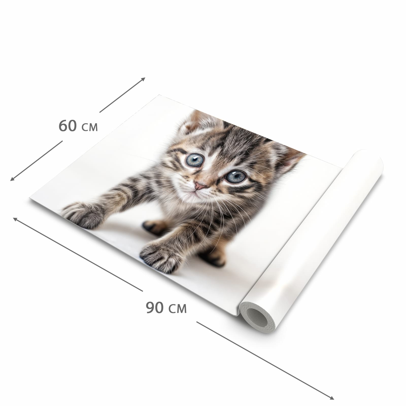 Bodenschonender waschbarer Teppich fürs Esszimmer mit Motiv Sanfte Katzenjunges in der Grösse 60x150 cm