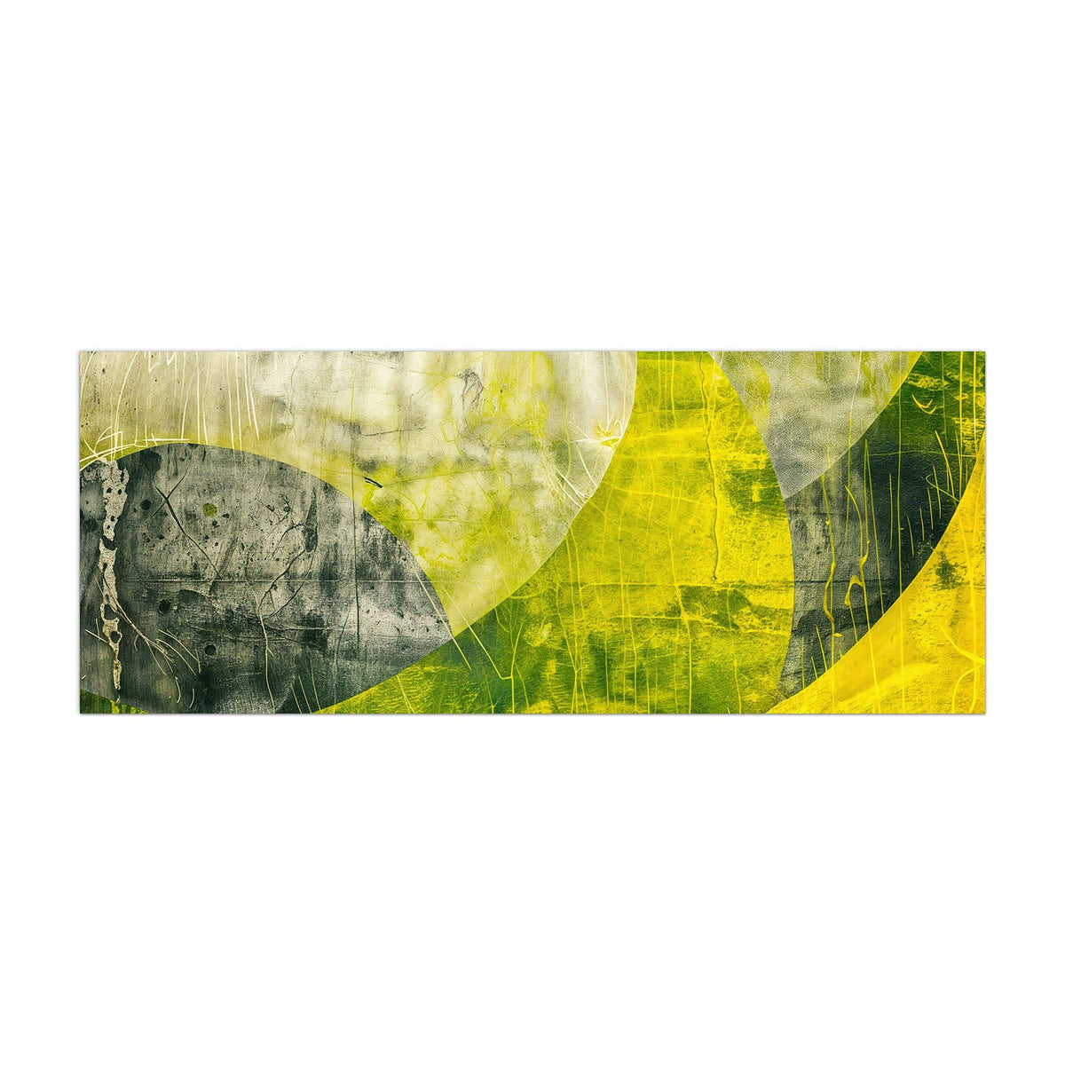 Küchenrückwand aus Glas Gelbgrüne Formen im Hochformat, Motiv bildfüllend von vorn