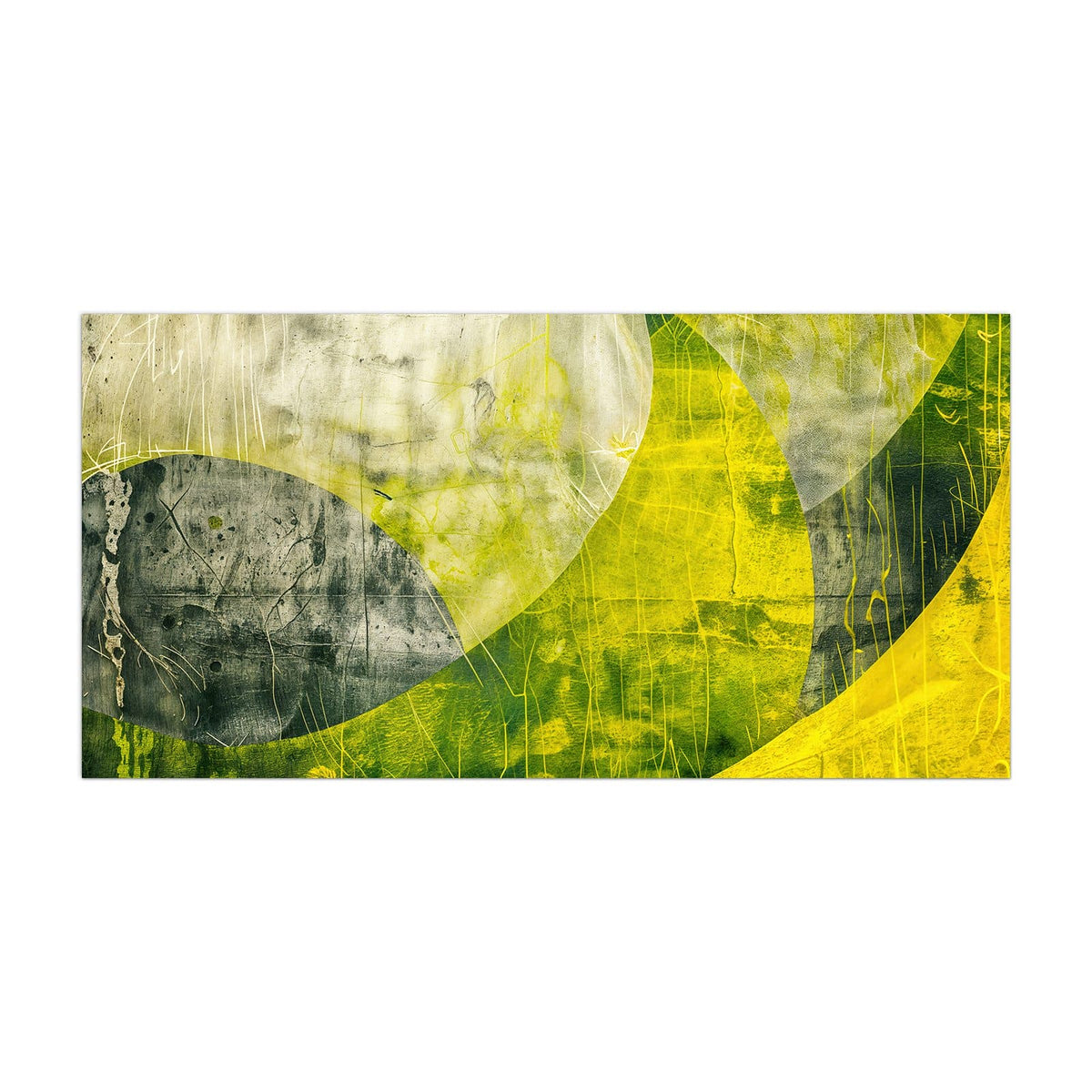 Küchenrückwand aus Glas Gelbgrüne Formen im Hochformat, Motiv bildfüllend von vorn