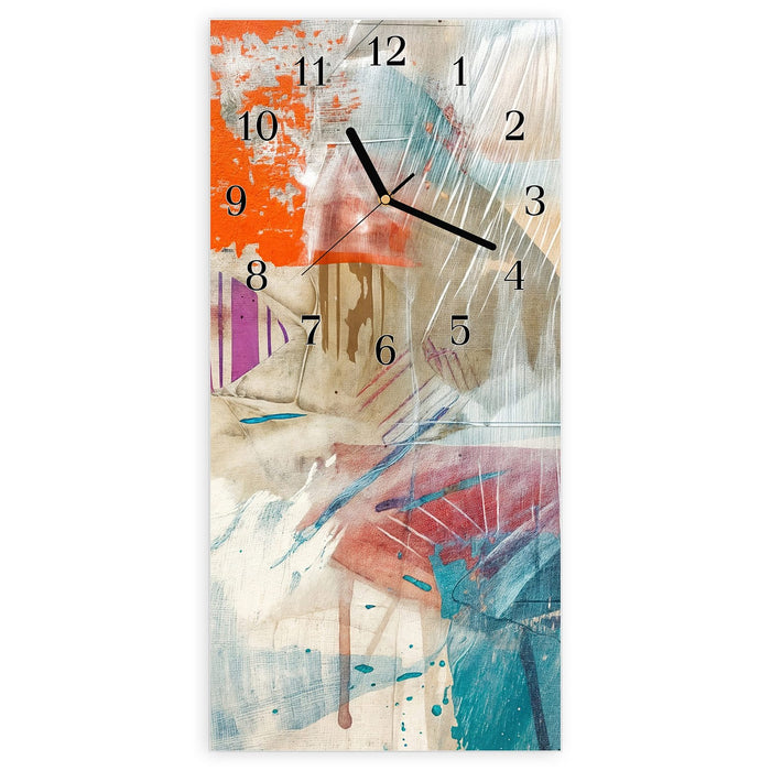 Wanduhr Moderne Abstraktion aus Glas – Hochformat 30 × 60 cm mit Ziffernblatt Klassisch