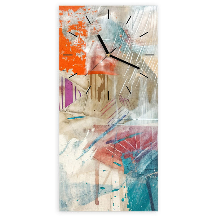 Wanduhr Moderne Abstraktion aus Glas – Hochformat 30 × 60 cm mit Ziffernblatt Linie