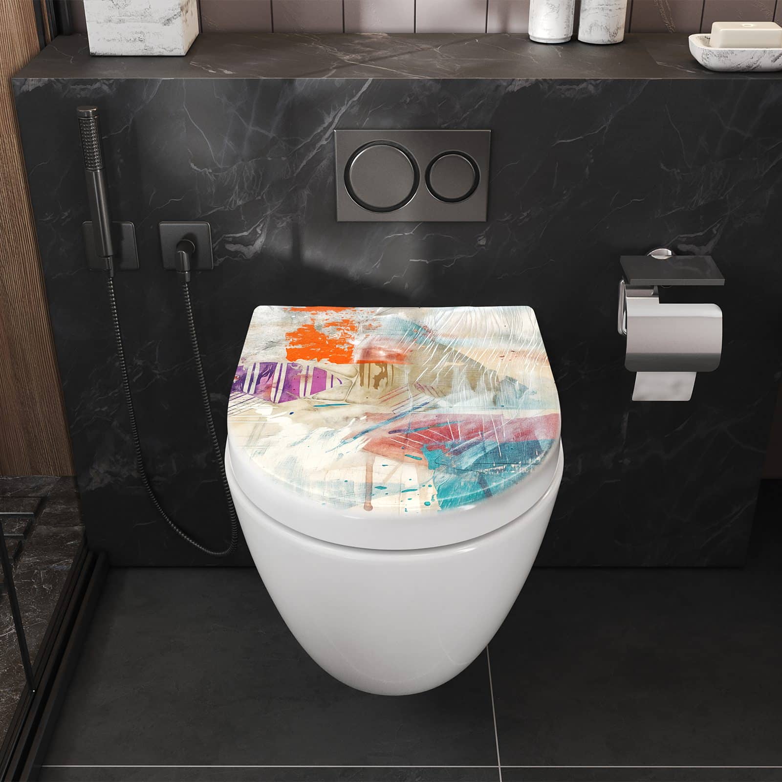 WC-Sitz mit Absenkautomatik Abstrakte Kunst