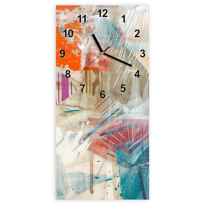Wanduhr Moderne Abstraktion aus Glas – Hochformat 30 × 60 cm mit Ziffernblatt Modern