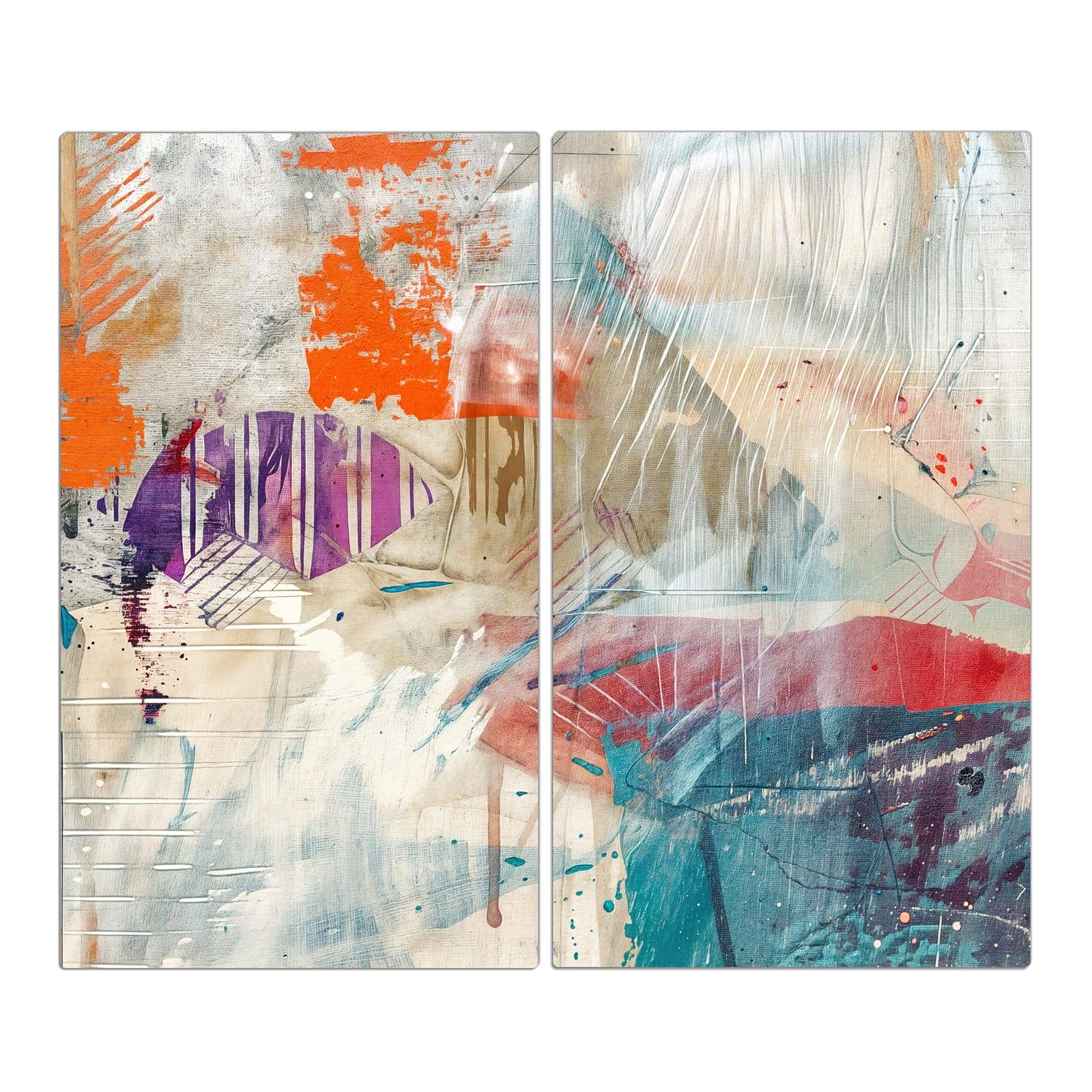 2-teilige Abdeckplatten für Ceranfeld mit Abstrakte Kunst-Motiv in der Frontansicht #grösse_2-Teilig (60x52cm)