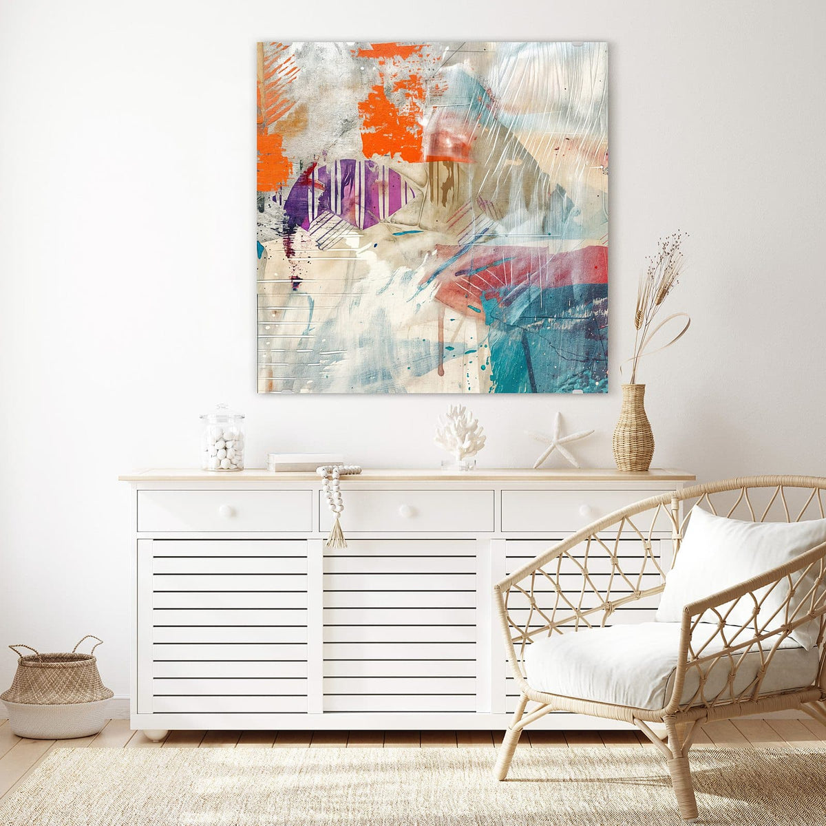 Echtglas, 4 mm – kein Acryl, keine Folie – Wandbild - Moderne Abstraktion - Quadratisch